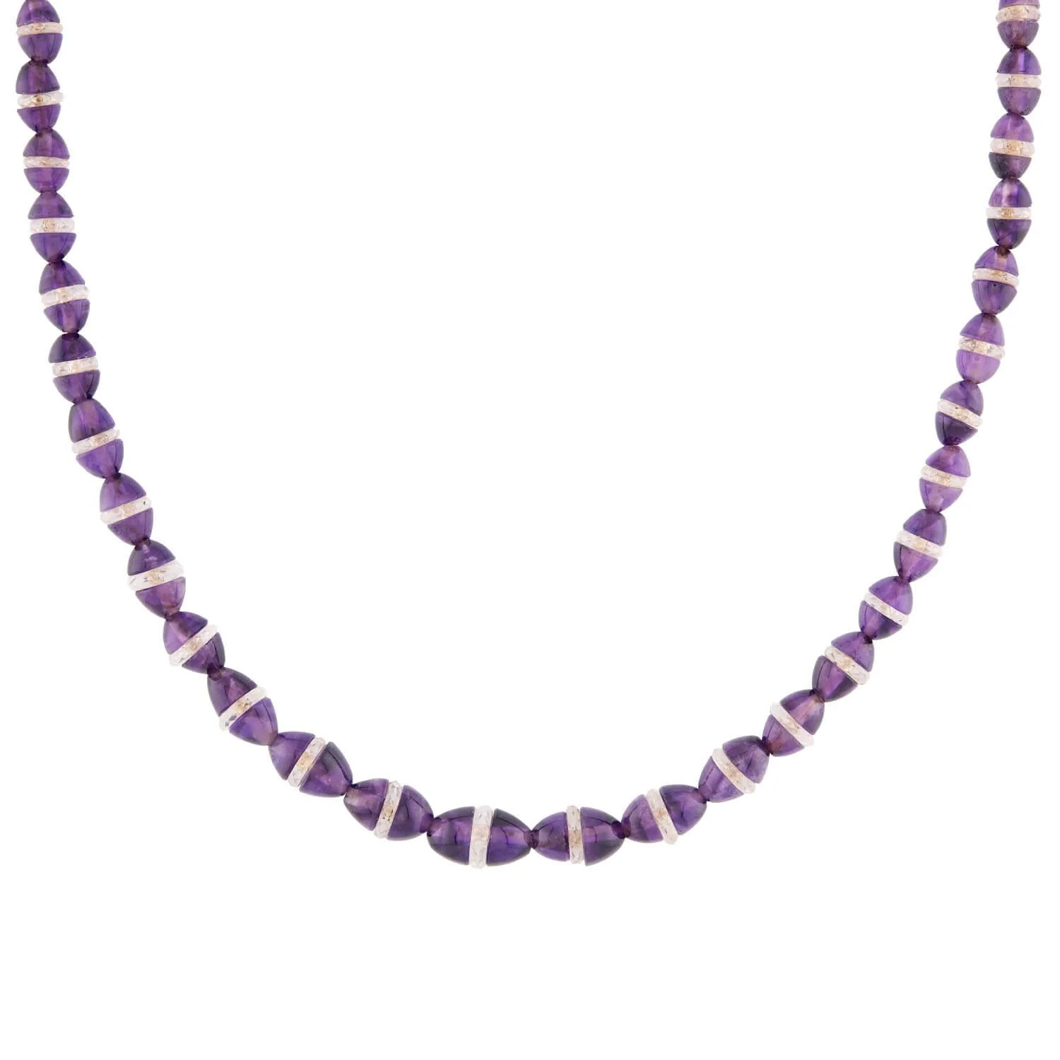 Art Deco 18k Amethyst and Rock Quartz Crystal Rondelle Bead Necklace - Image 2