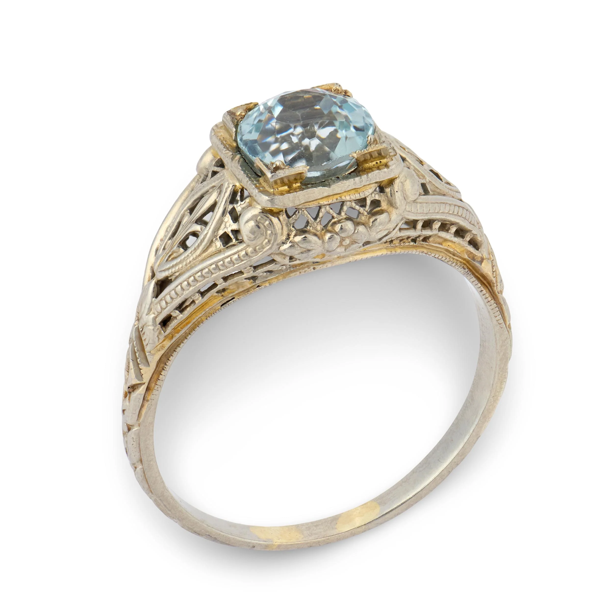 Art Deco 18k 1.50ct Aqua Ring - Image 4