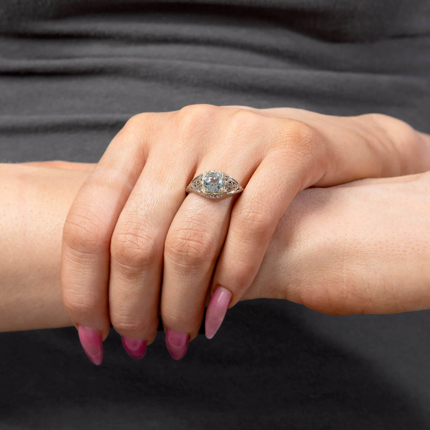 Art Deco 18k 1.50ct Aqua Ring - Image 6