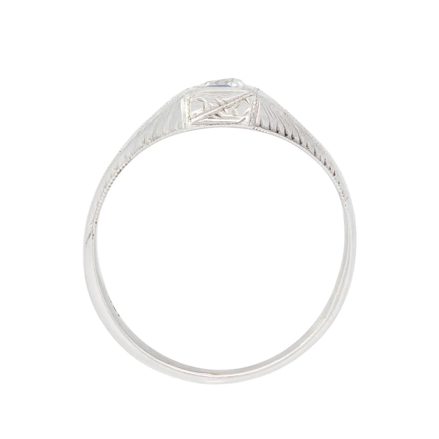 Art Deco 18k Diamond and Synthetic Sapphire Triple Band Ring - Image 4