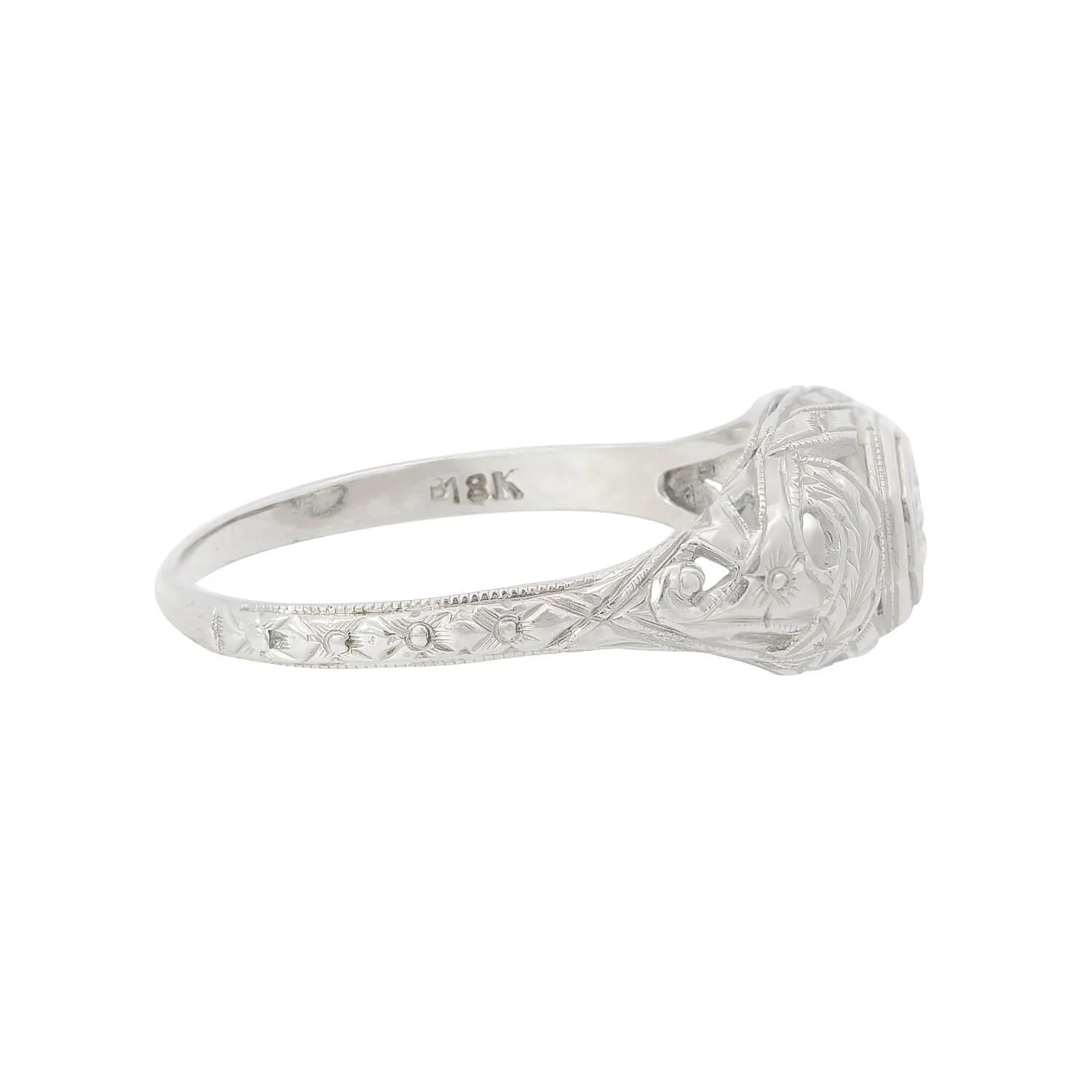 Art Deco 18k Diamond Engagement Ring 0.20ct - Image 3