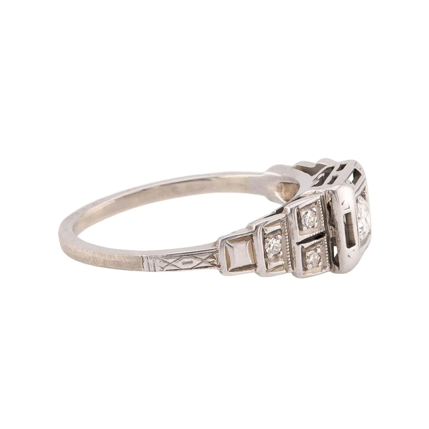 Art Deco 18k Diamond Engagement Ring .20ct - Image 3