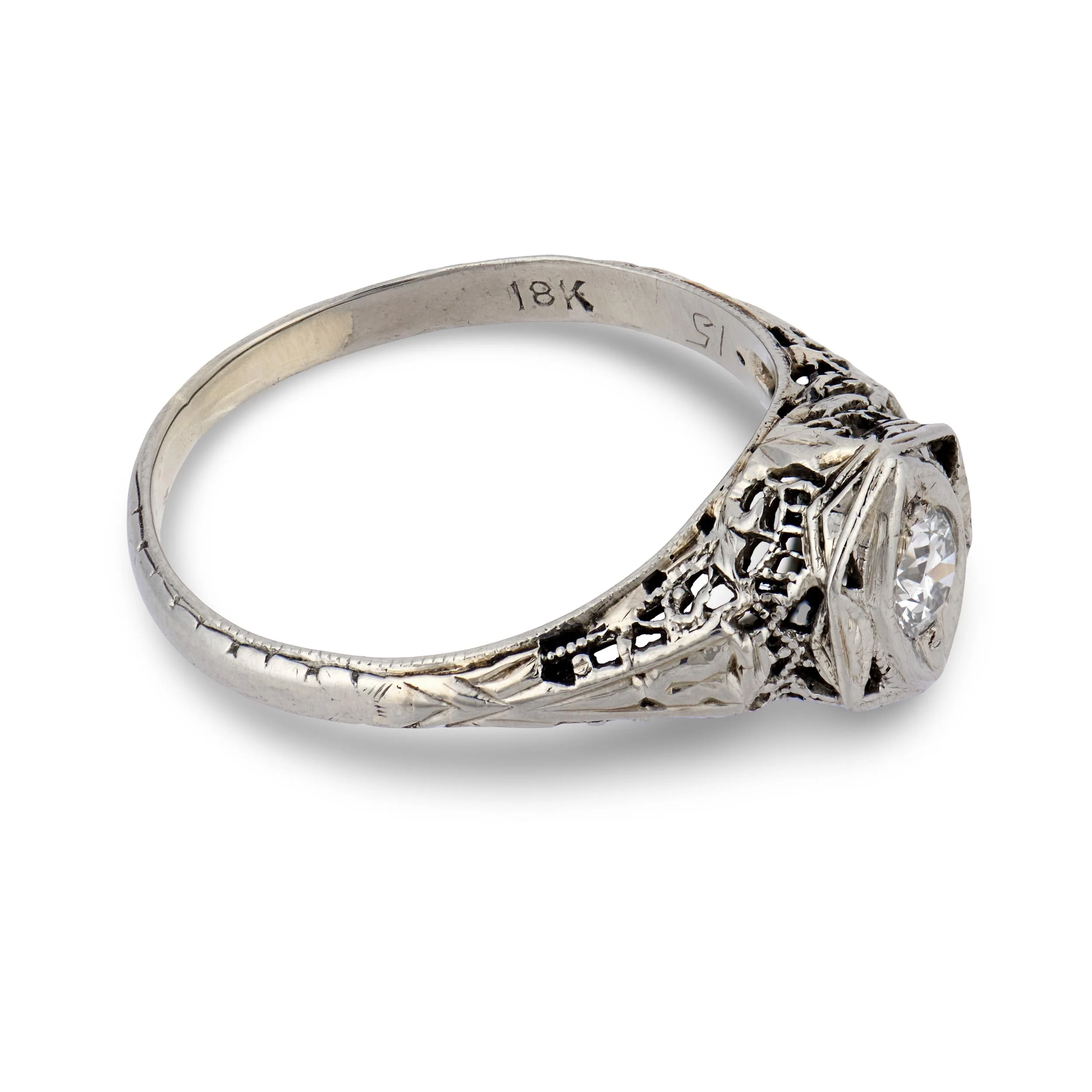 Art Deco 18k Diamond Engagement Ring .20ct - Image 3