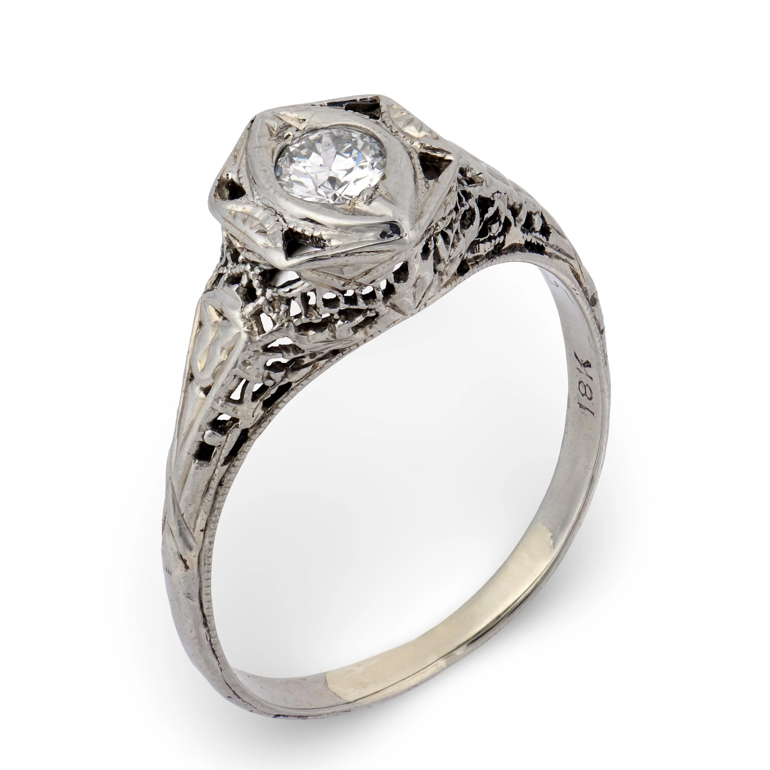 Art Deco 18k Diamond Engagement Ring .20ct - Image 4