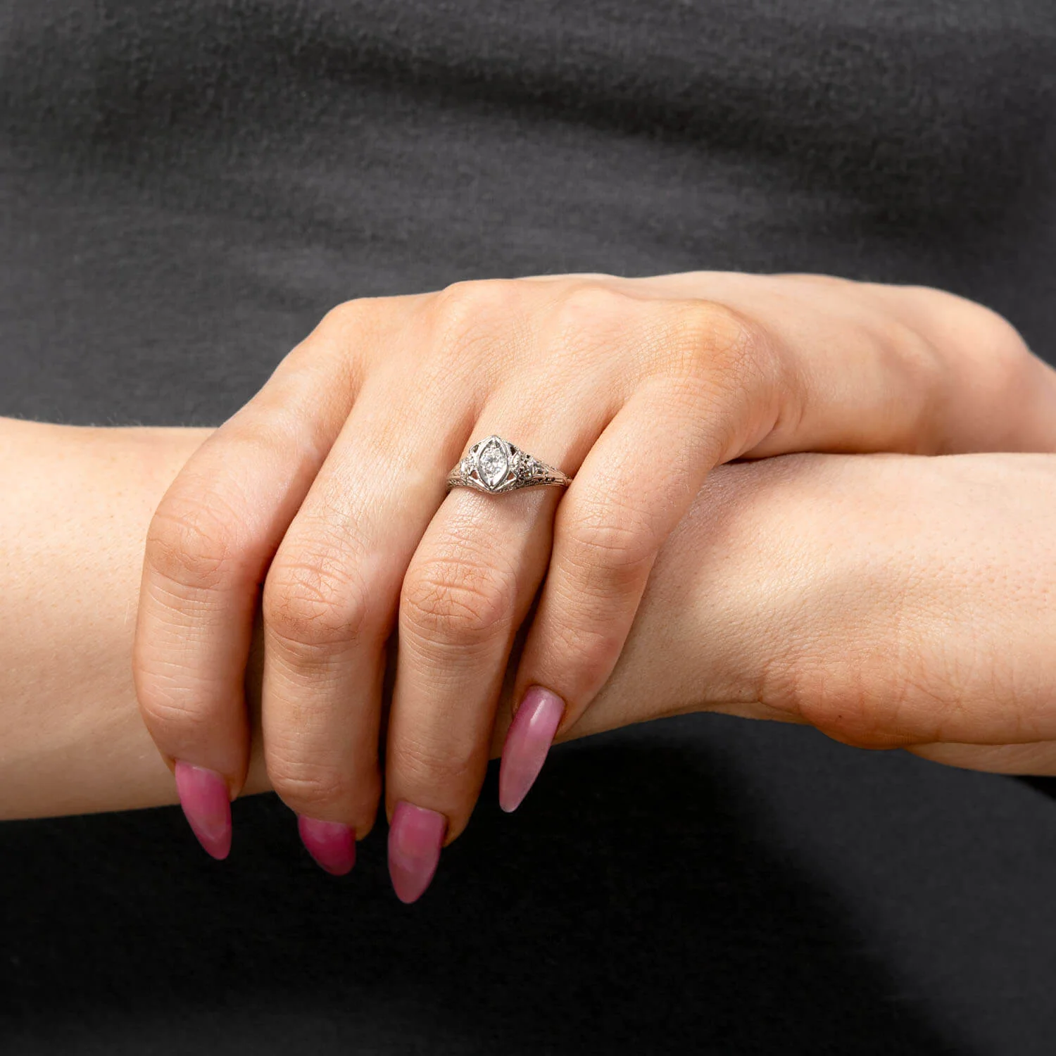 Art Deco 18k Diamond Engagement Ring .20ct - Image 6