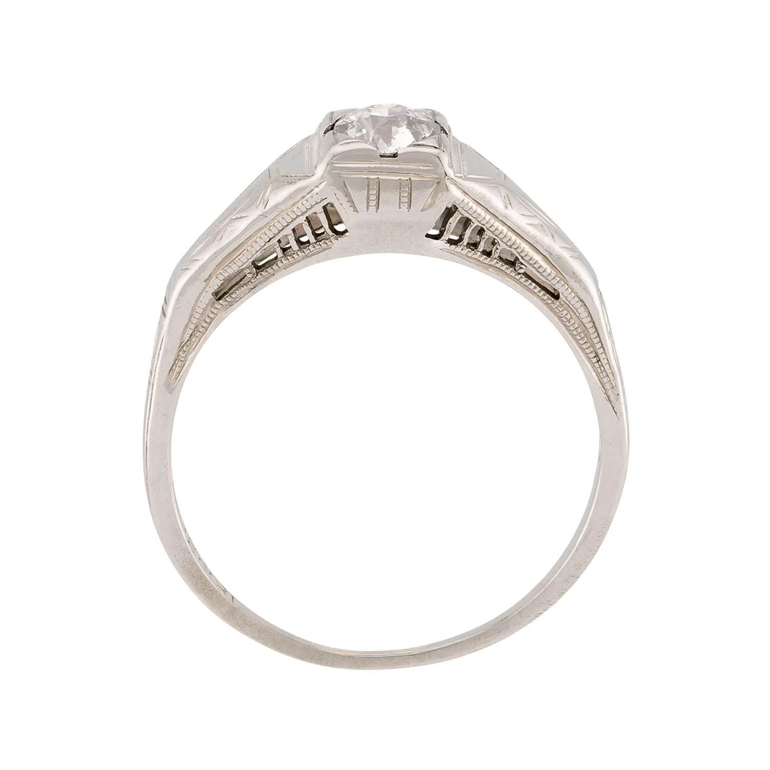 Art Deco 18k Diamond Engagement Ring .35ct - Image 4