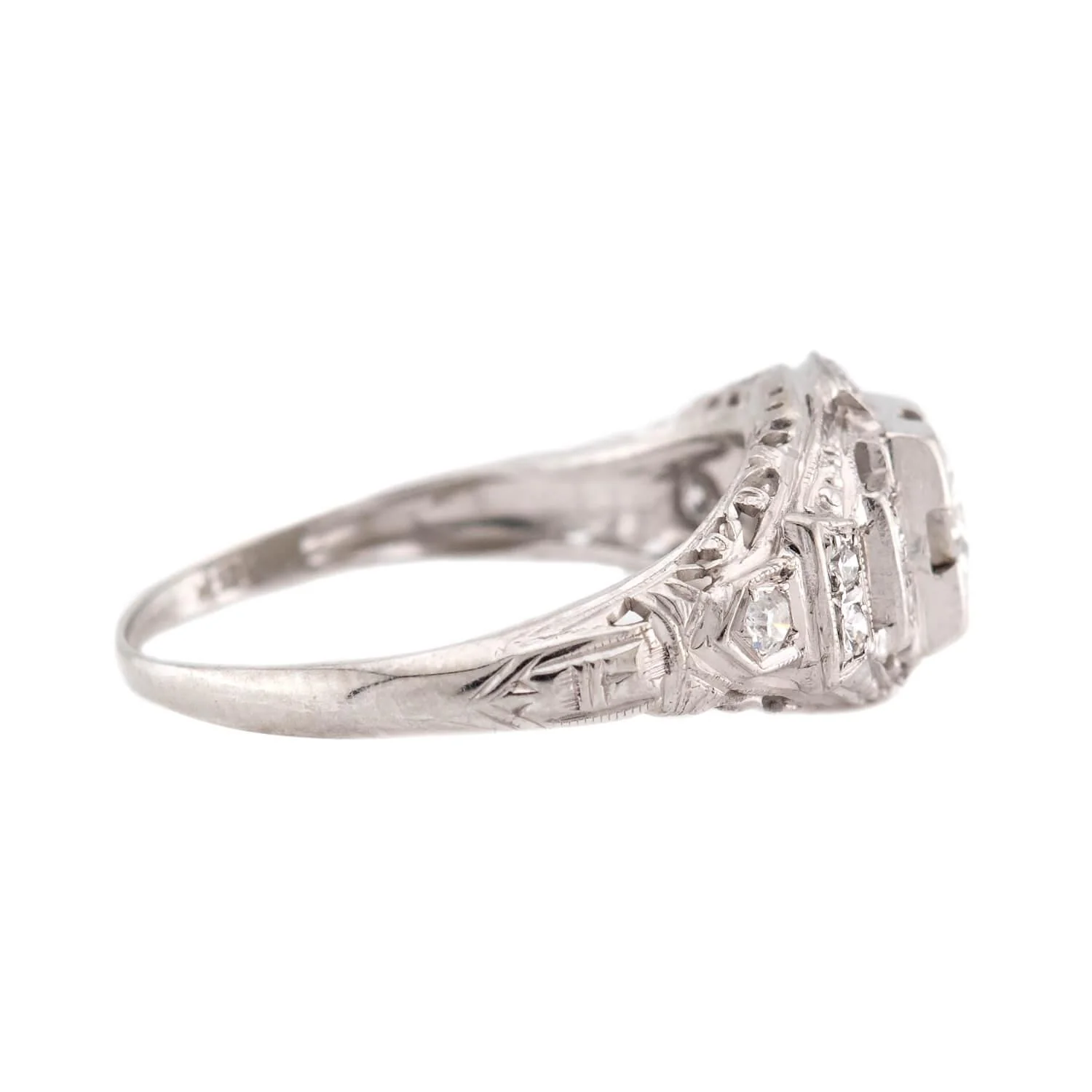 Art Deco 18k Diamond Engagement Ring .40ct - Image 3