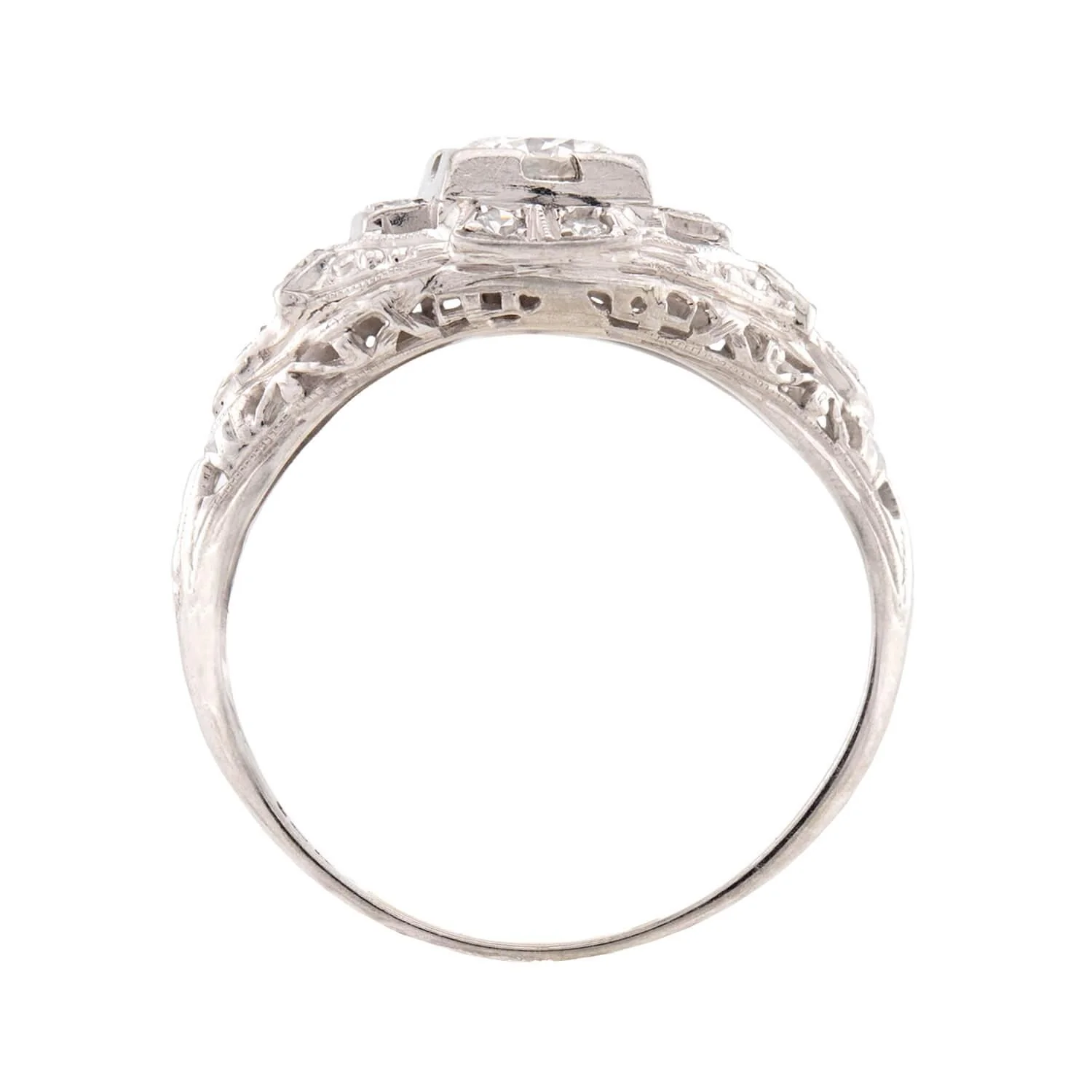 Art Deco 18k Diamond Engagement Ring .40ct - Image 4