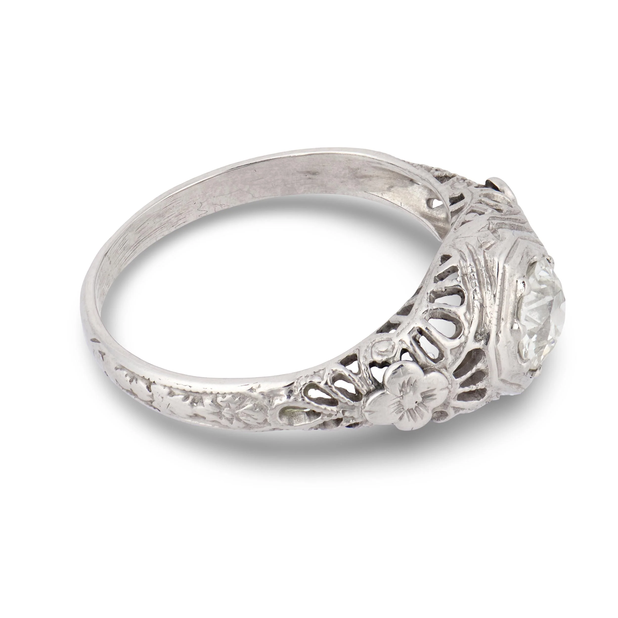 Art Deco 18k Diamond Engagement Ring .45ct - Image 3