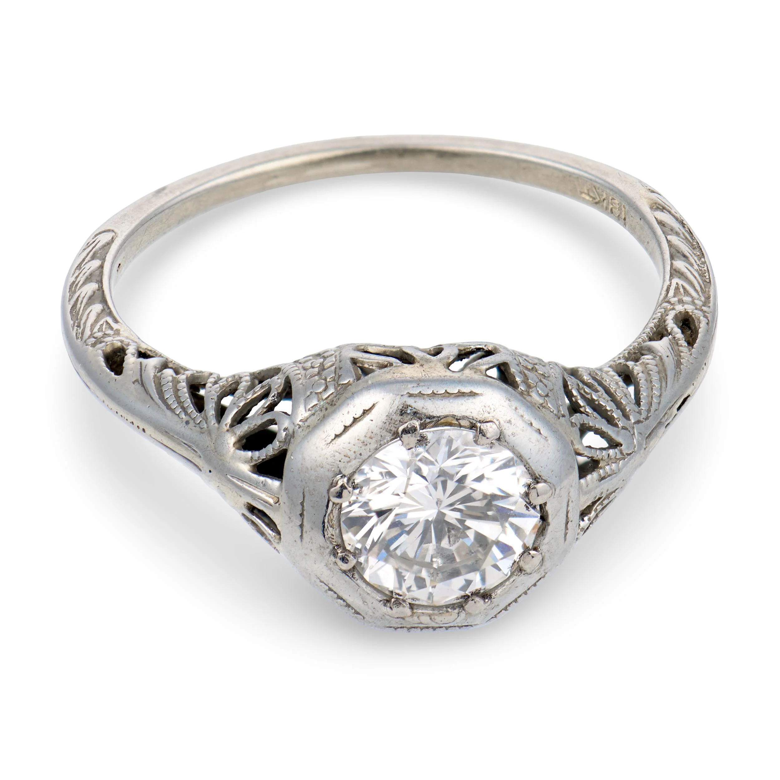 Art Deco 18k Diamond Engagement Ring .72ct - Image 2