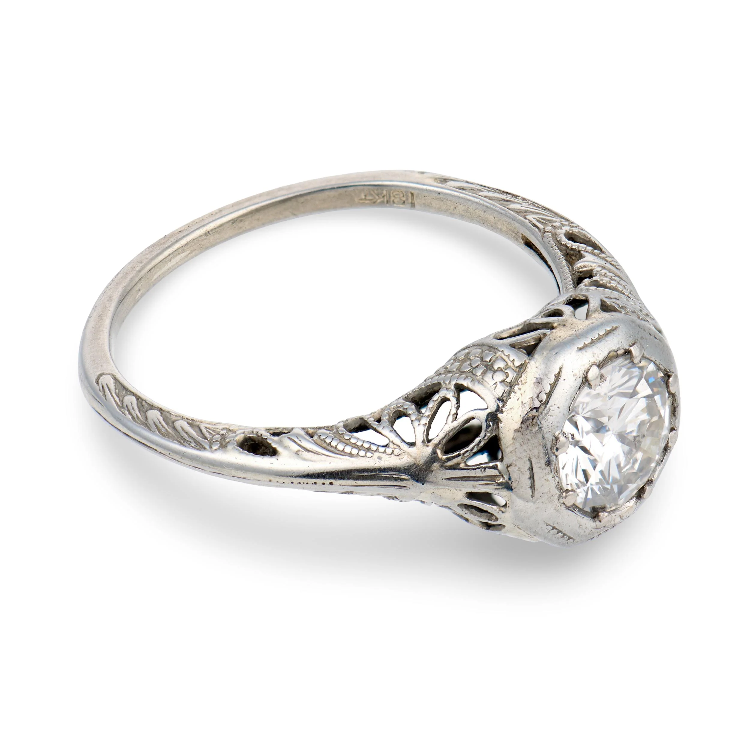 Art Deco 18k Diamond Engagement Ring .72ct - Image 3