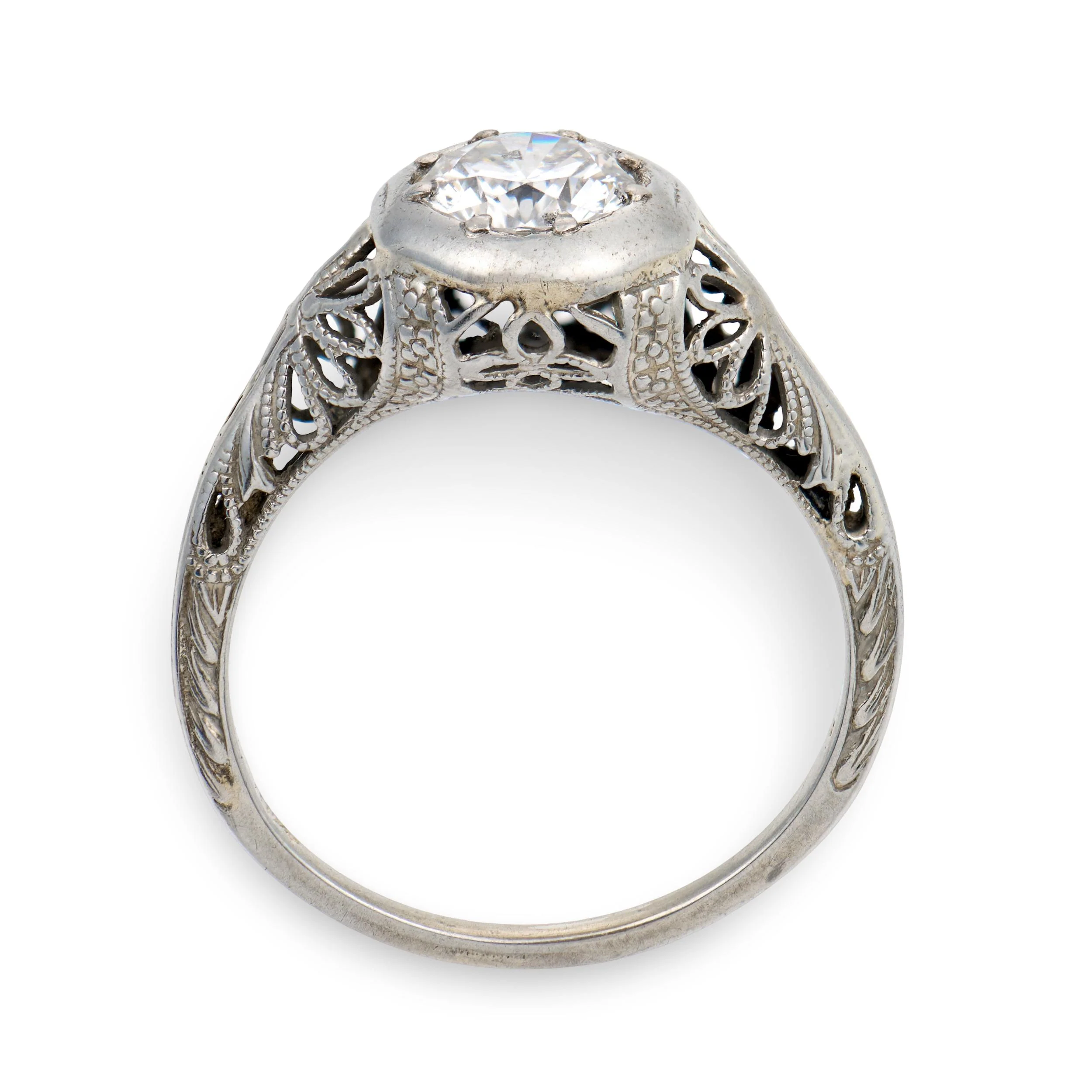 Art Deco 18k Diamond Engagement Ring .72ct - Image 4