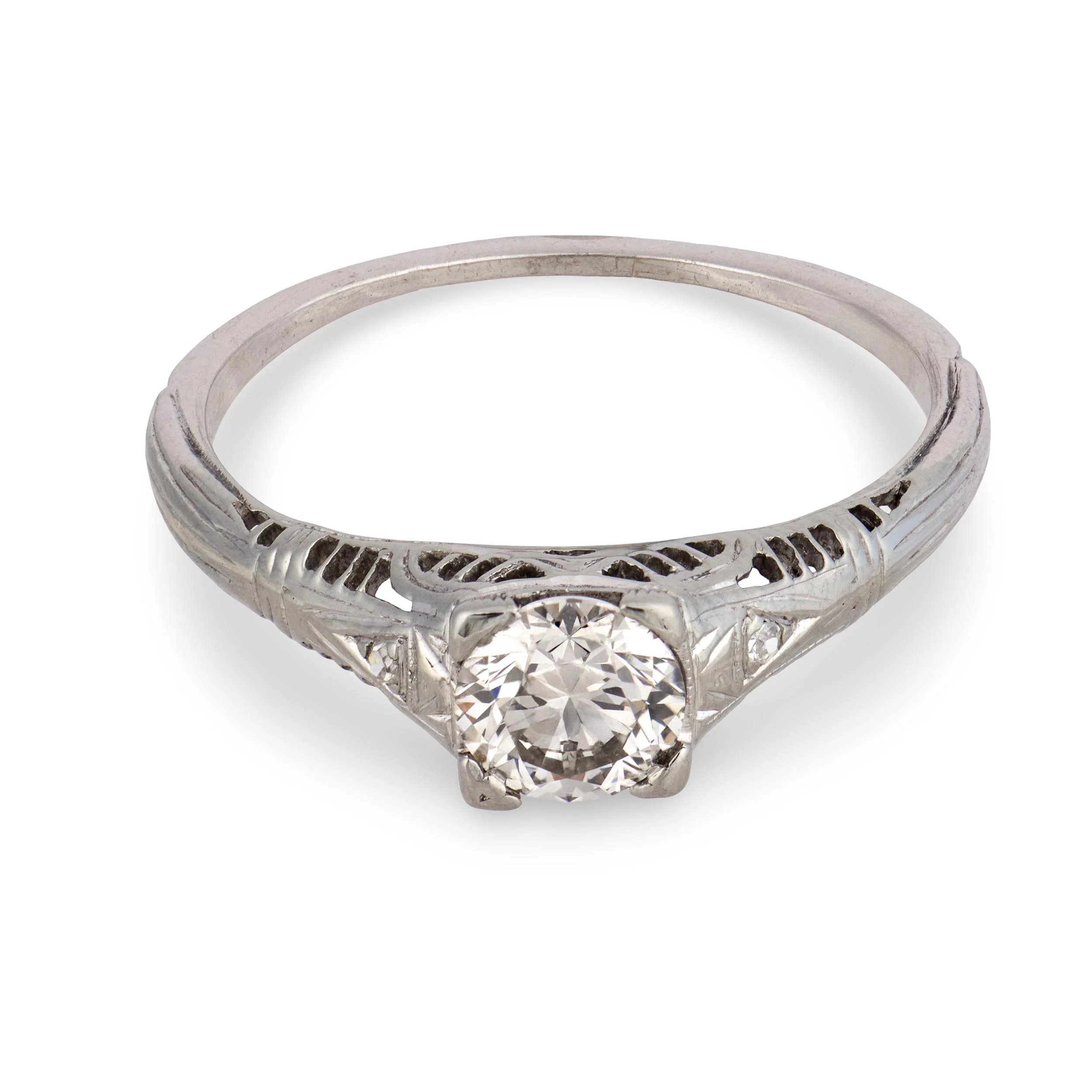 Art Deco 18k Diamond Engagement Ring .75ct - Image 2