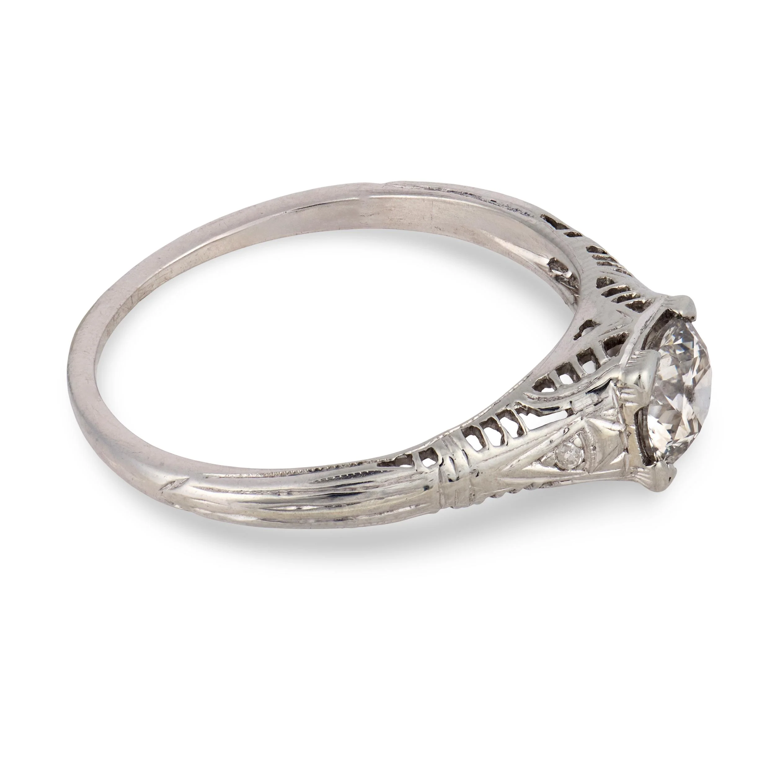 Art Deco 18k Diamond Engagement Ring .75ct - Image 3