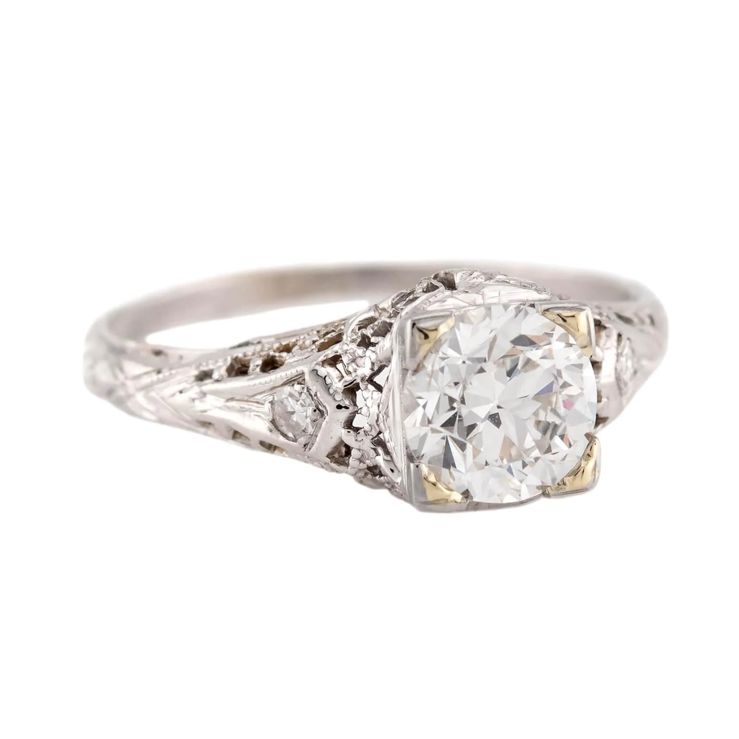Art Deco 18k Diamond Engagement Ring .95ct - Image 2