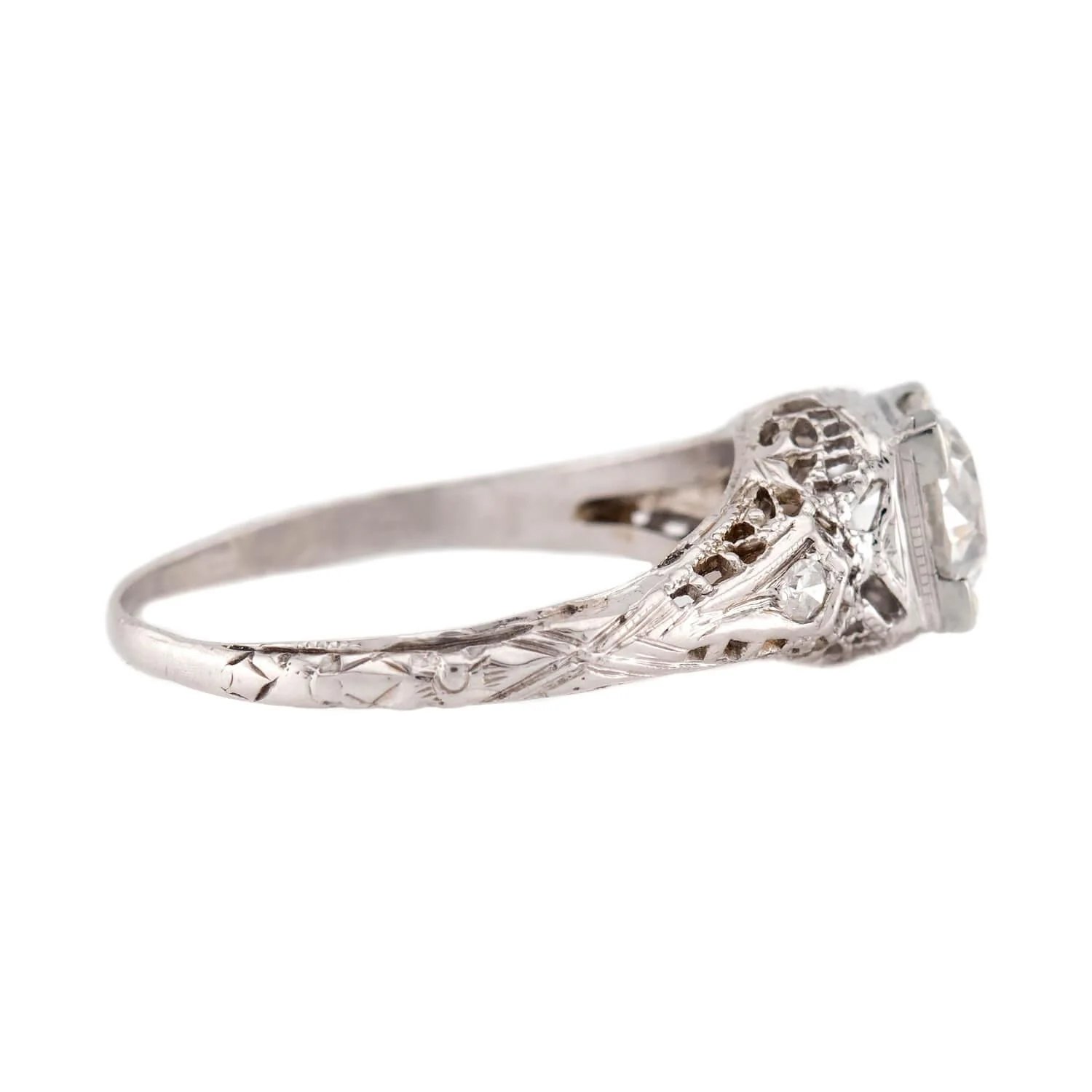 Art Deco 18k Diamond Engagement Ring .95ct - Image 3