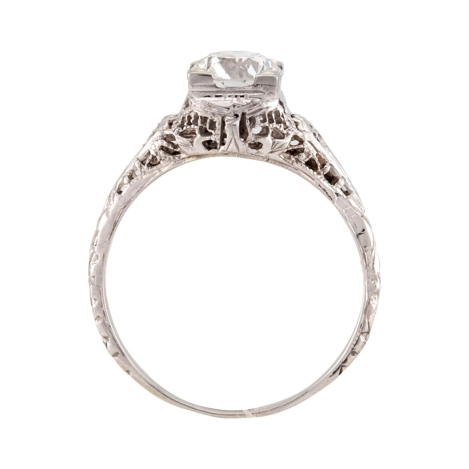 Art Deco 18k Diamond Engagement Ring .95ct - Image 4