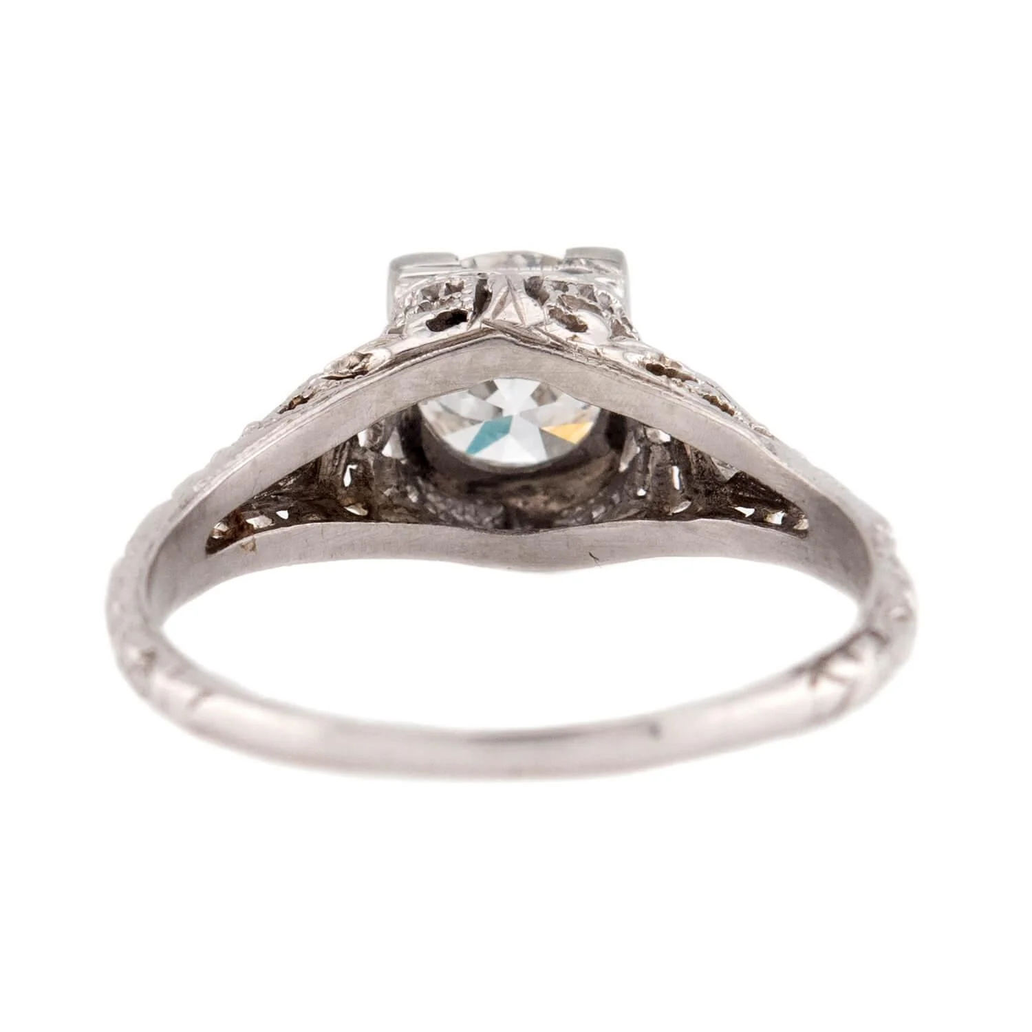 Art Deco 18k Diamond Engagement Ring .95ct - Image 5
