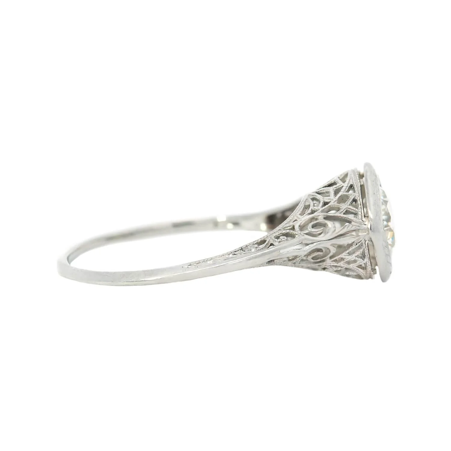Art Deco 18k Diamond Filigree Engagement Ring - Image 3