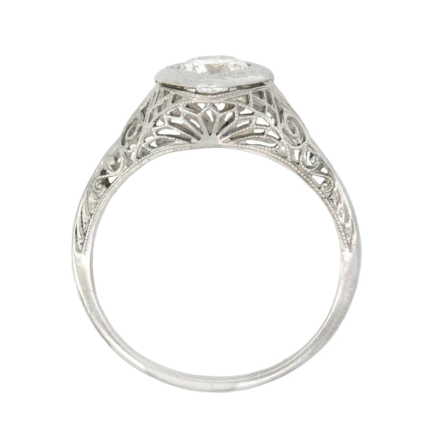 Art Deco 18k Diamond Filigree Engagement Ring - Image 4