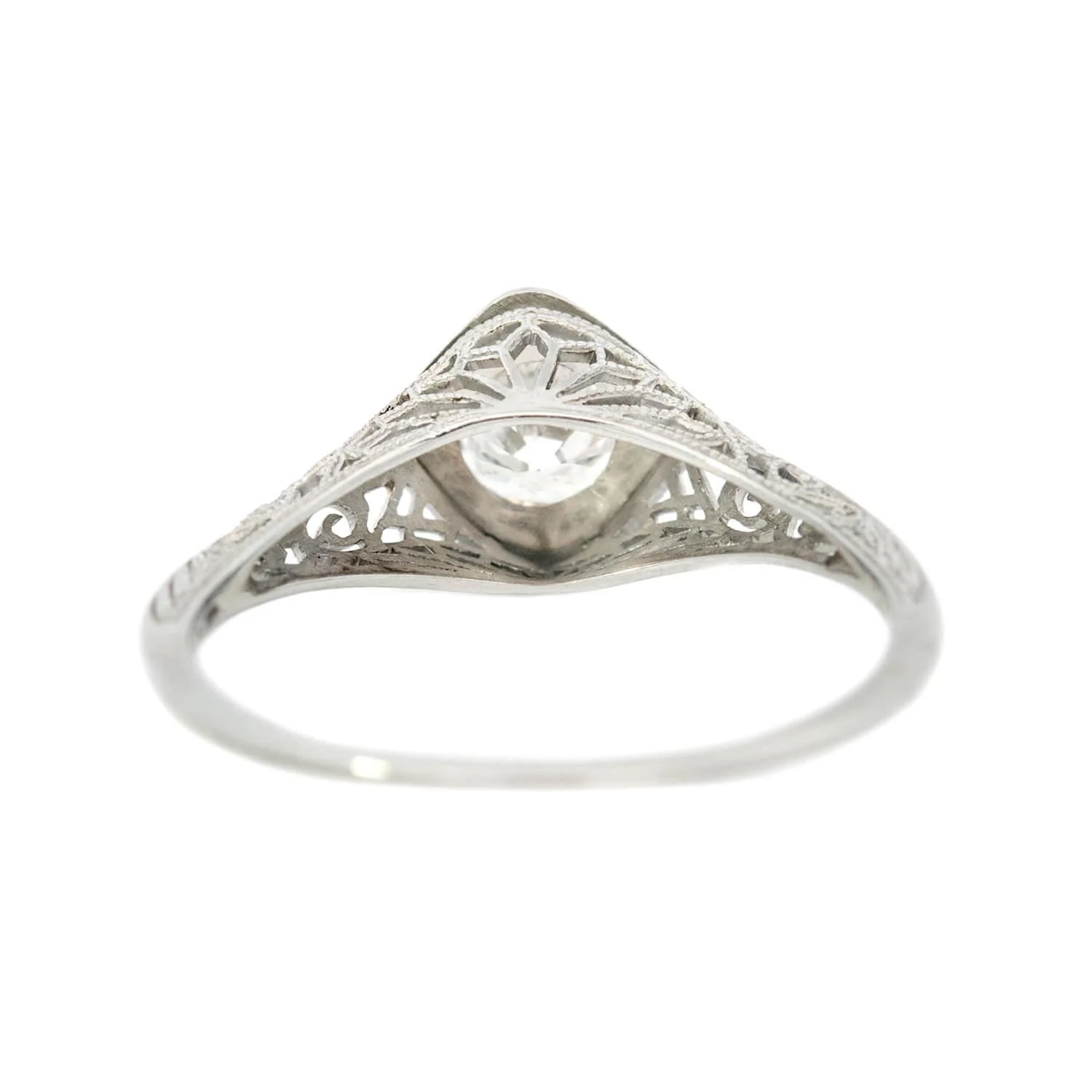 Art Deco 18k Diamond Filigree Engagement Ring - Image 5