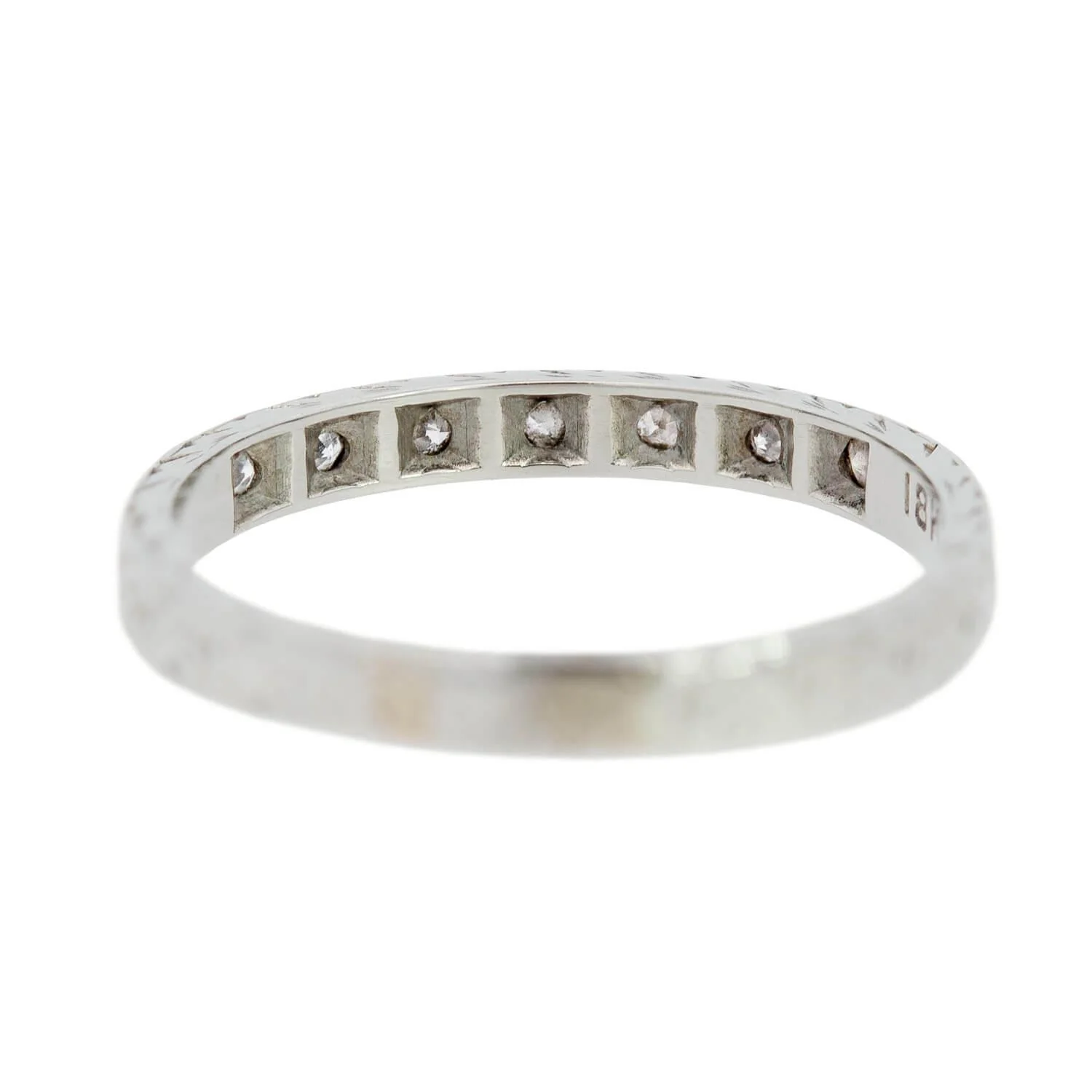Art Deco 18k Engraved Diamond Eternity Band - Image 4