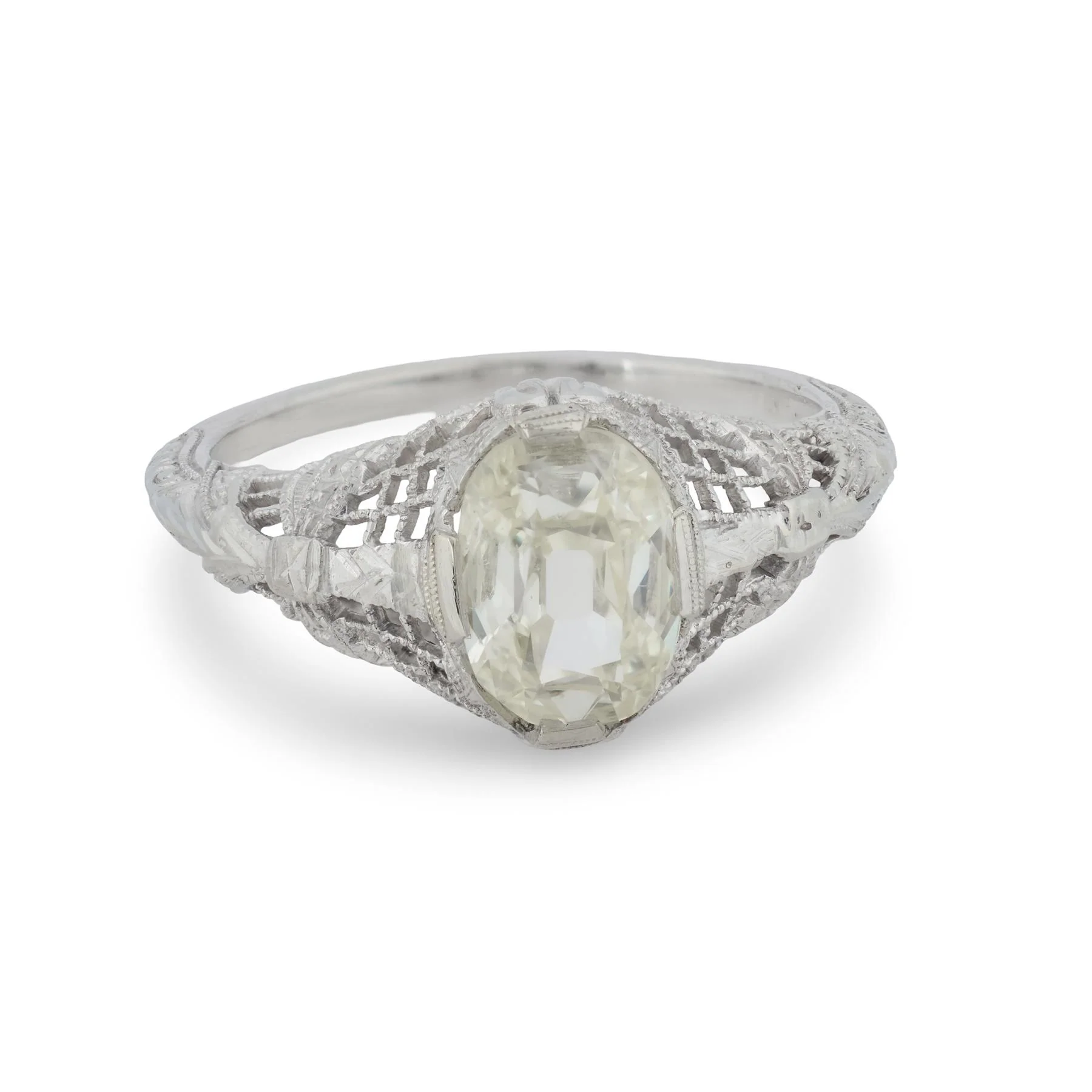 Art Deco 18k GIA Diamond Engagement Ring 1ct - Image 2