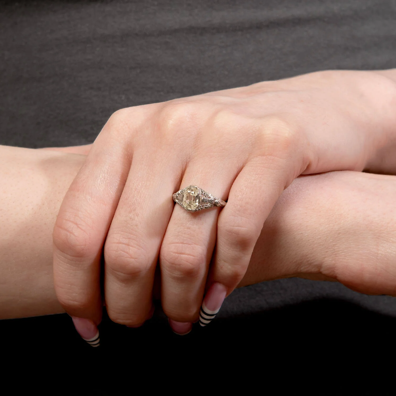 Art Deco 18k GIA Diamond Engagement Ring 1ct - Image 5