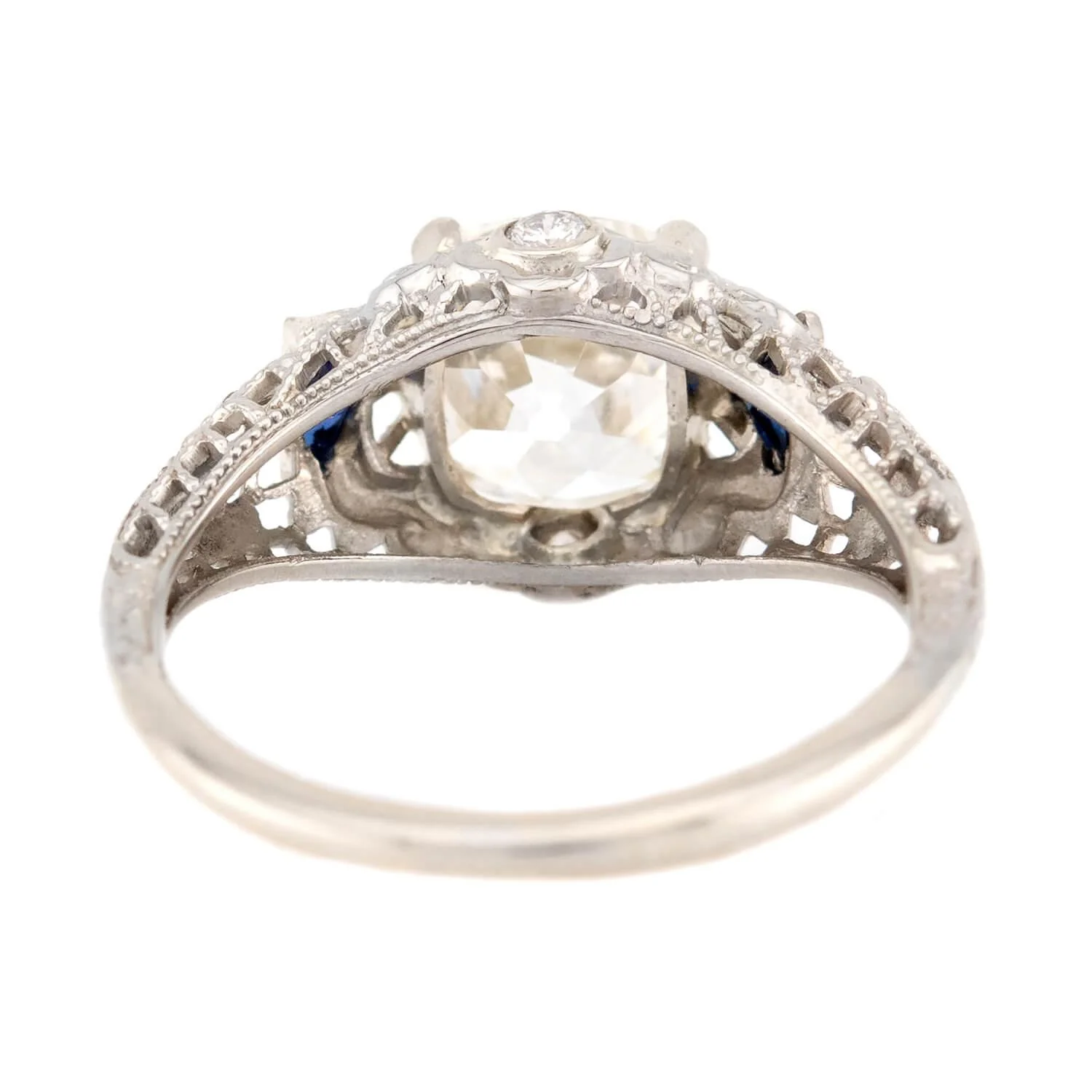 Art Deco 18k GIA Diamond & Sapphire Engagement Ring 2.23ct - Image 5