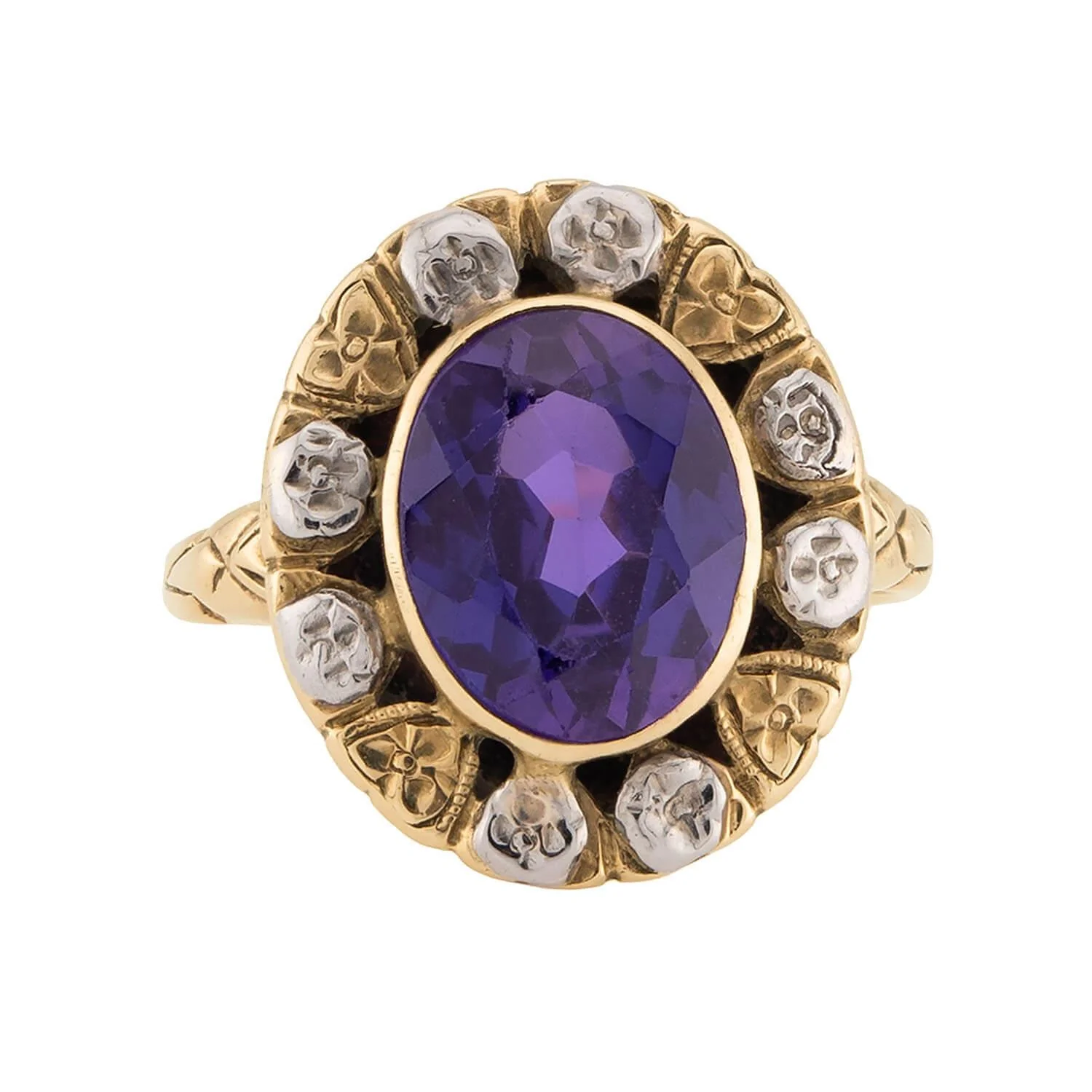Art Deco 18k Mixed Metal Amethyst Ring - Image 2