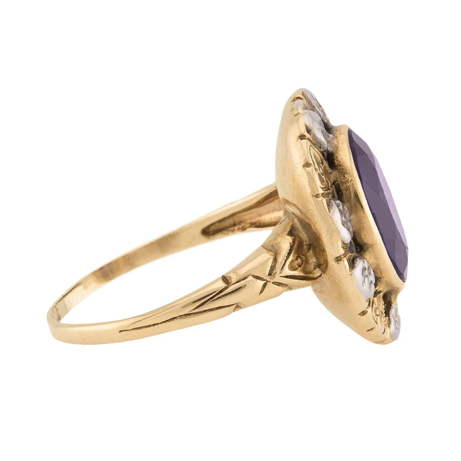 Art Deco 18k Mixed Metal Amethyst Ring - Image 3