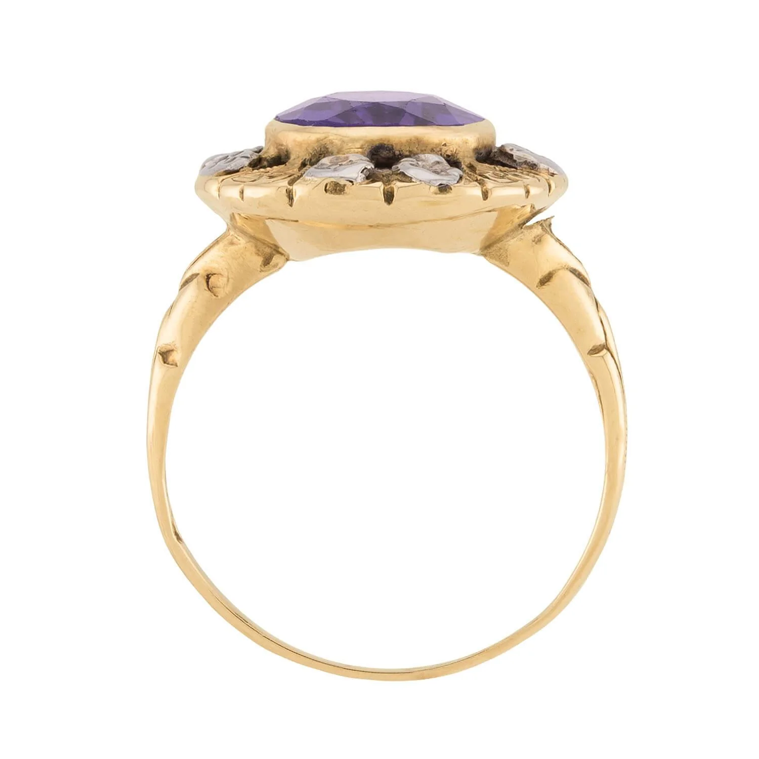 Art Deco 18k Mixed Metal Amethyst Ring - Image 4