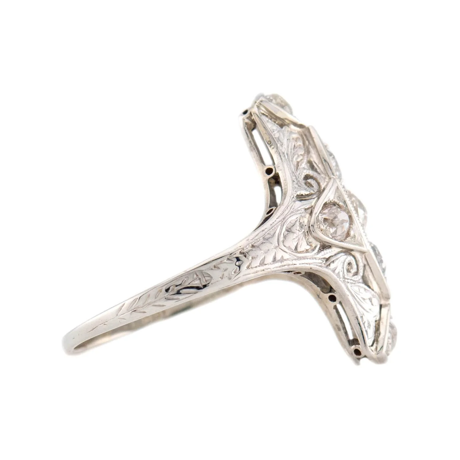 Art Deco 18k/Platinum Diamond Navette Ring - Image 3