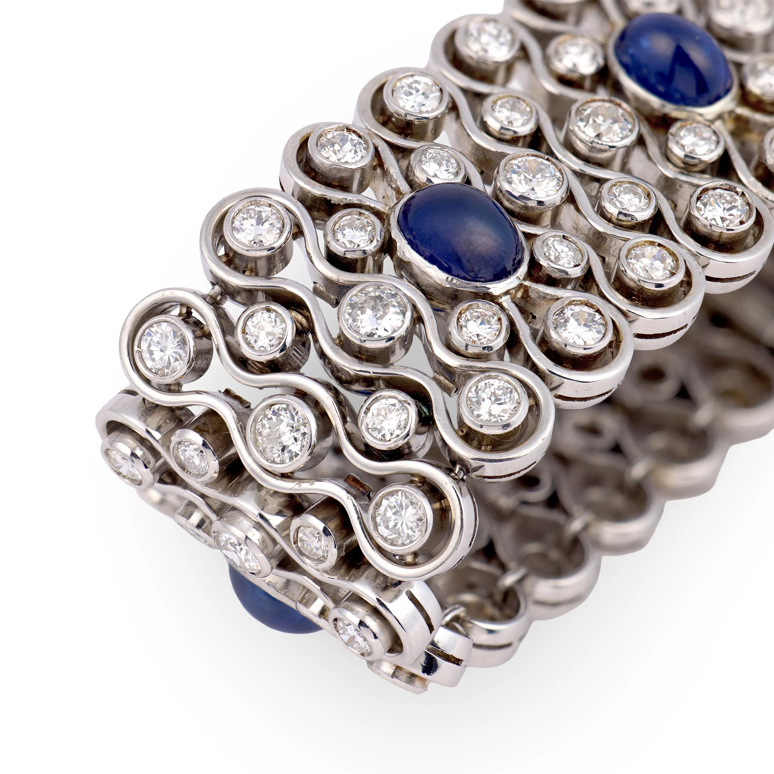 Art Deco 18k/Platinum Diamond 16ctw & Sapphire 10ctw Bracelet 90DWT - Image 3