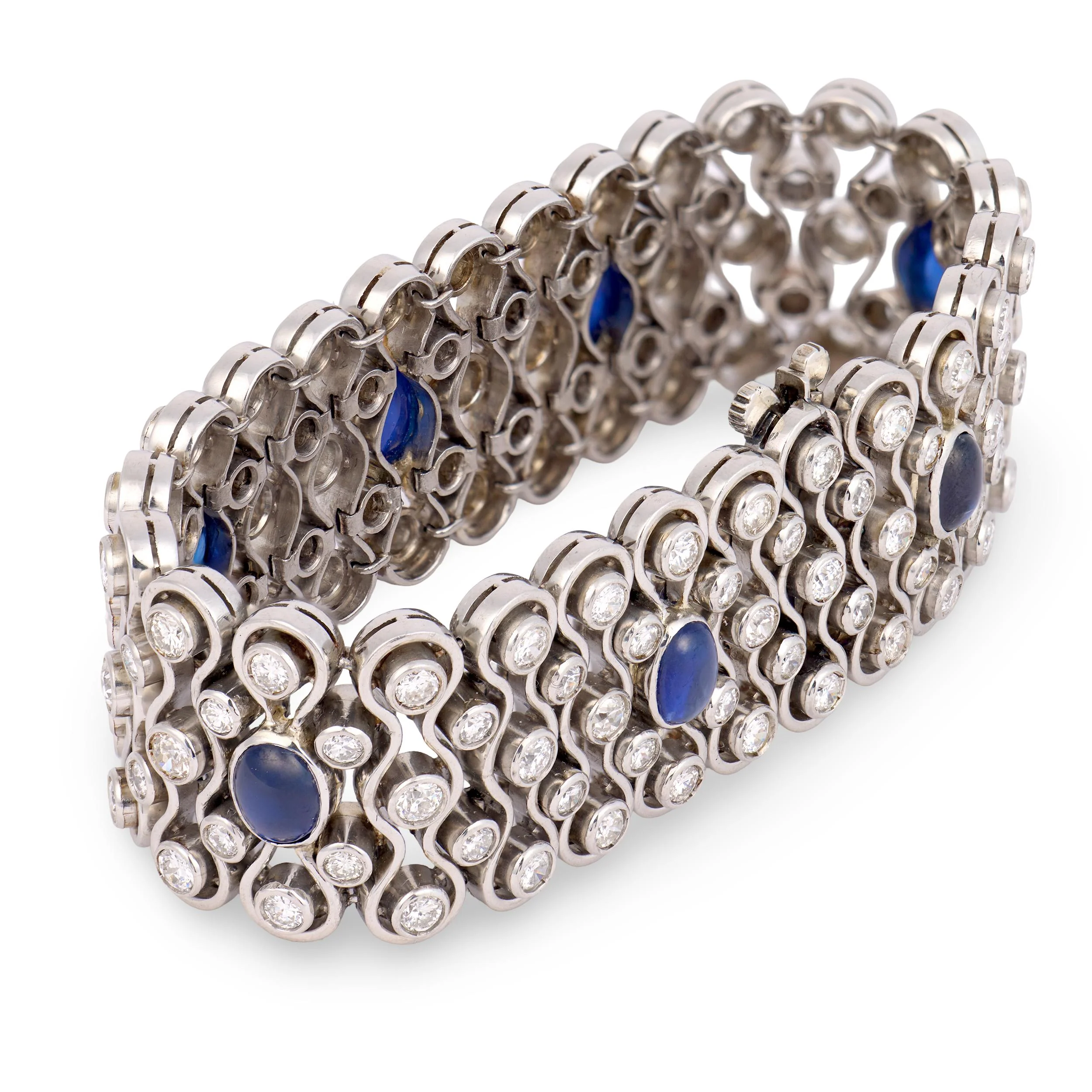 Art Deco 18k/Platinum Diamond 16ctw & Sapphire 10ctw Bracelet 90DWT - Image 4
