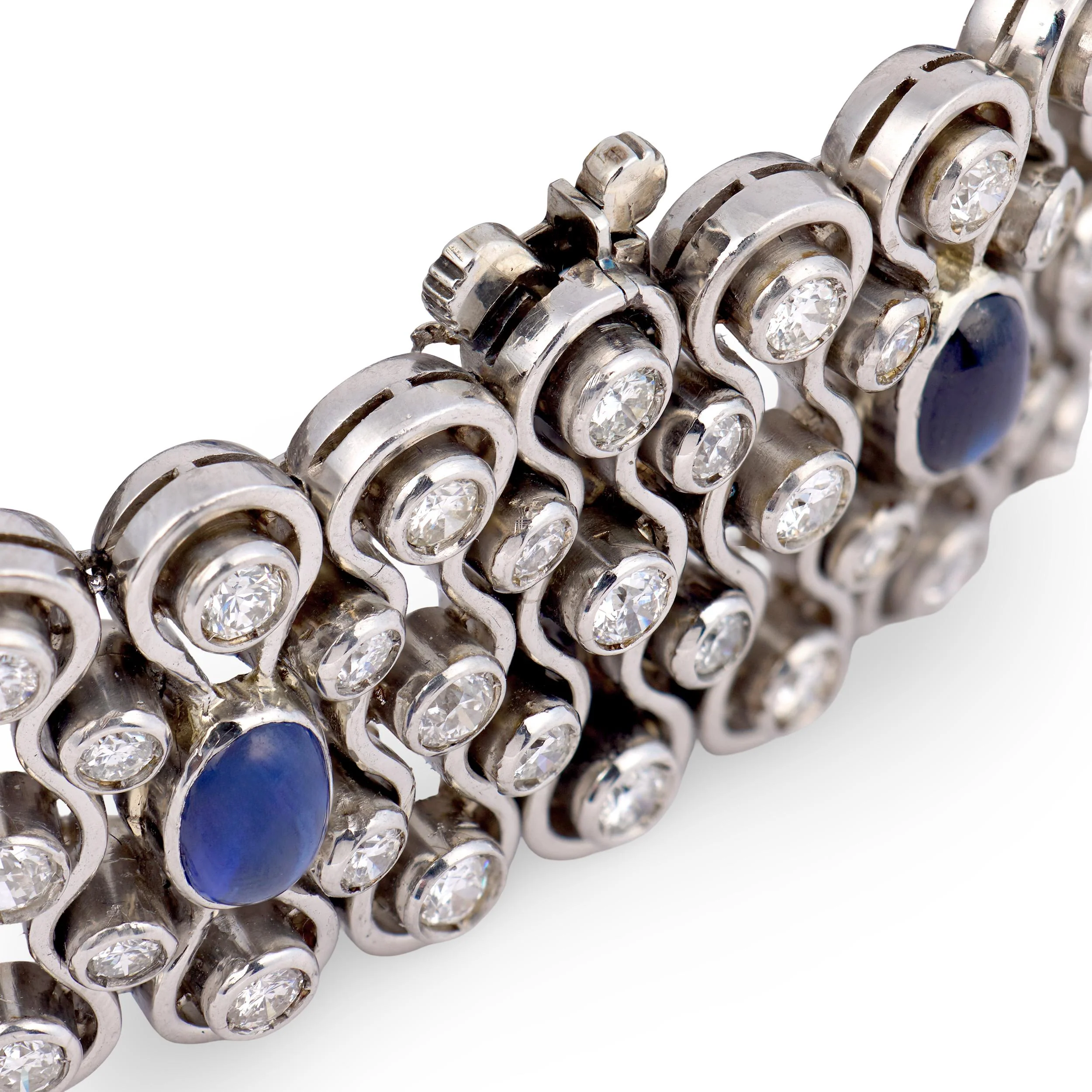 Art Deco 18k/Platinum Diamond 16ctw & Sapphire 10ctw Bracelet 90DWT - Image 5