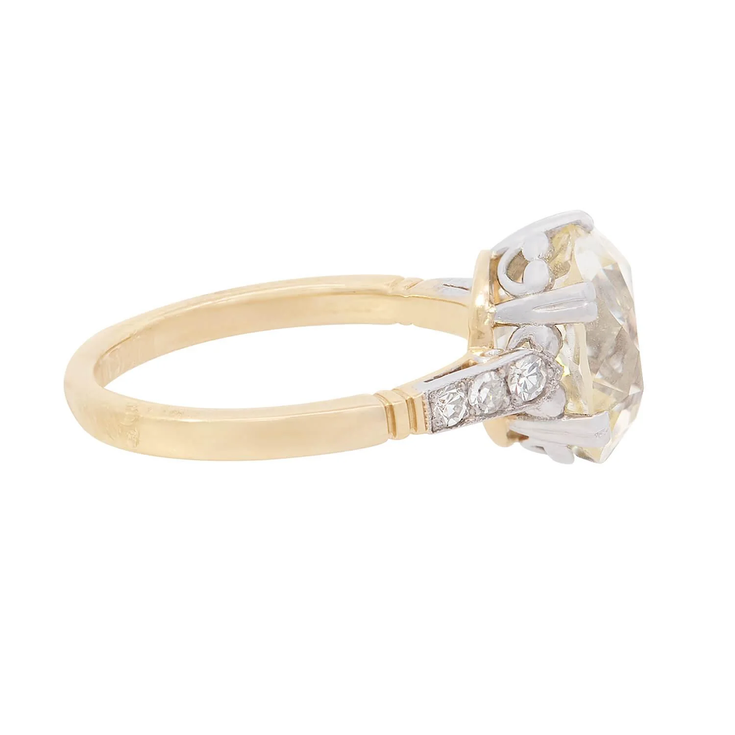 Art Deco 18k/Platinum GIA Diamond Engagement Ring 4.07ct - Image 3