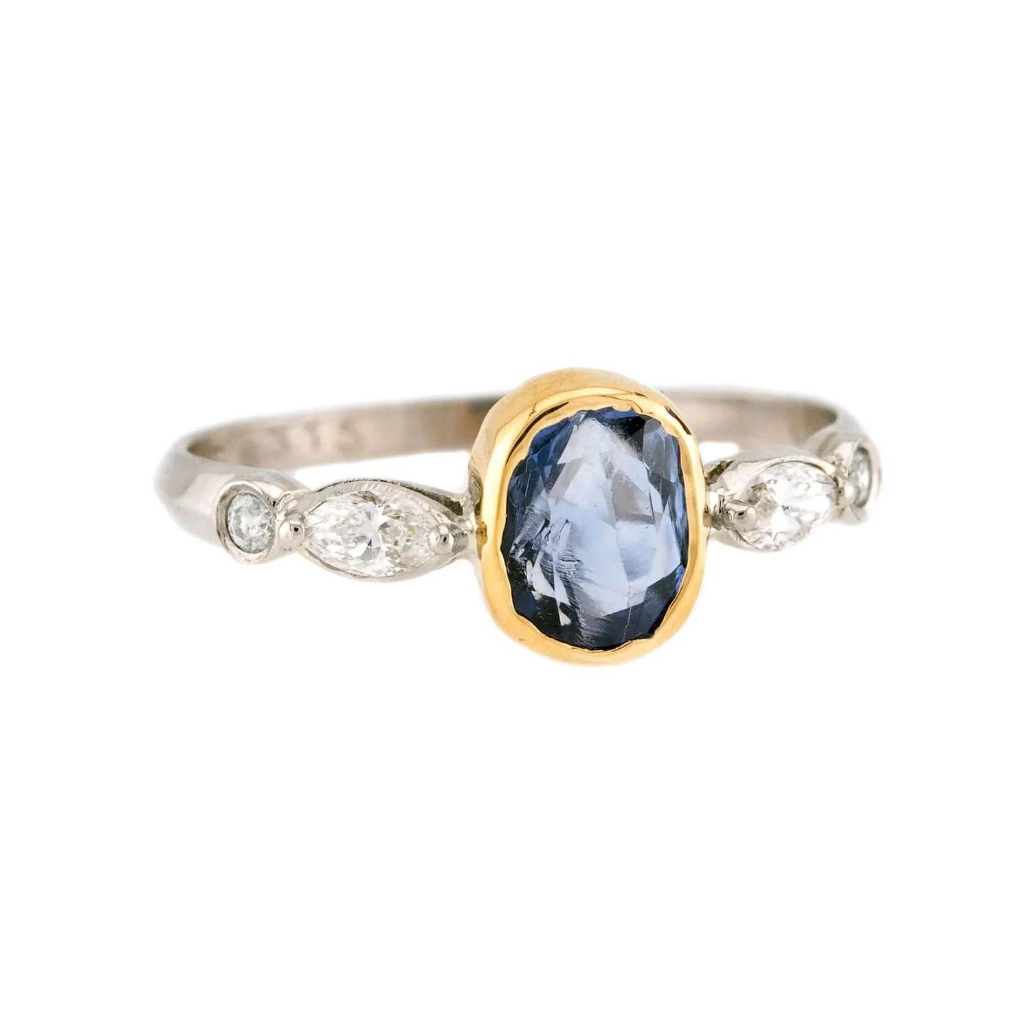 Art Deco 18k/Platinum No Heat Ceylon Sapphire & Diamond Ring - Image 2