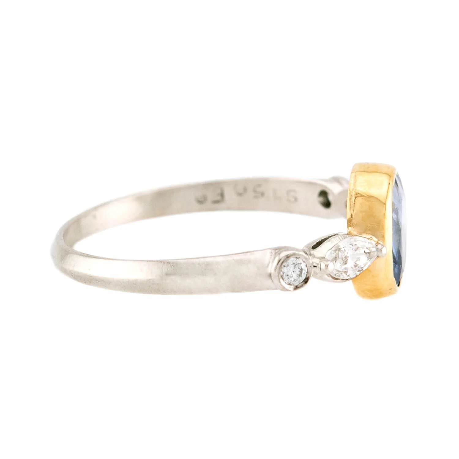 Art Deco 18k/Platinum No Heat Ceylon Sapphire & Diamond Ring - Image 3