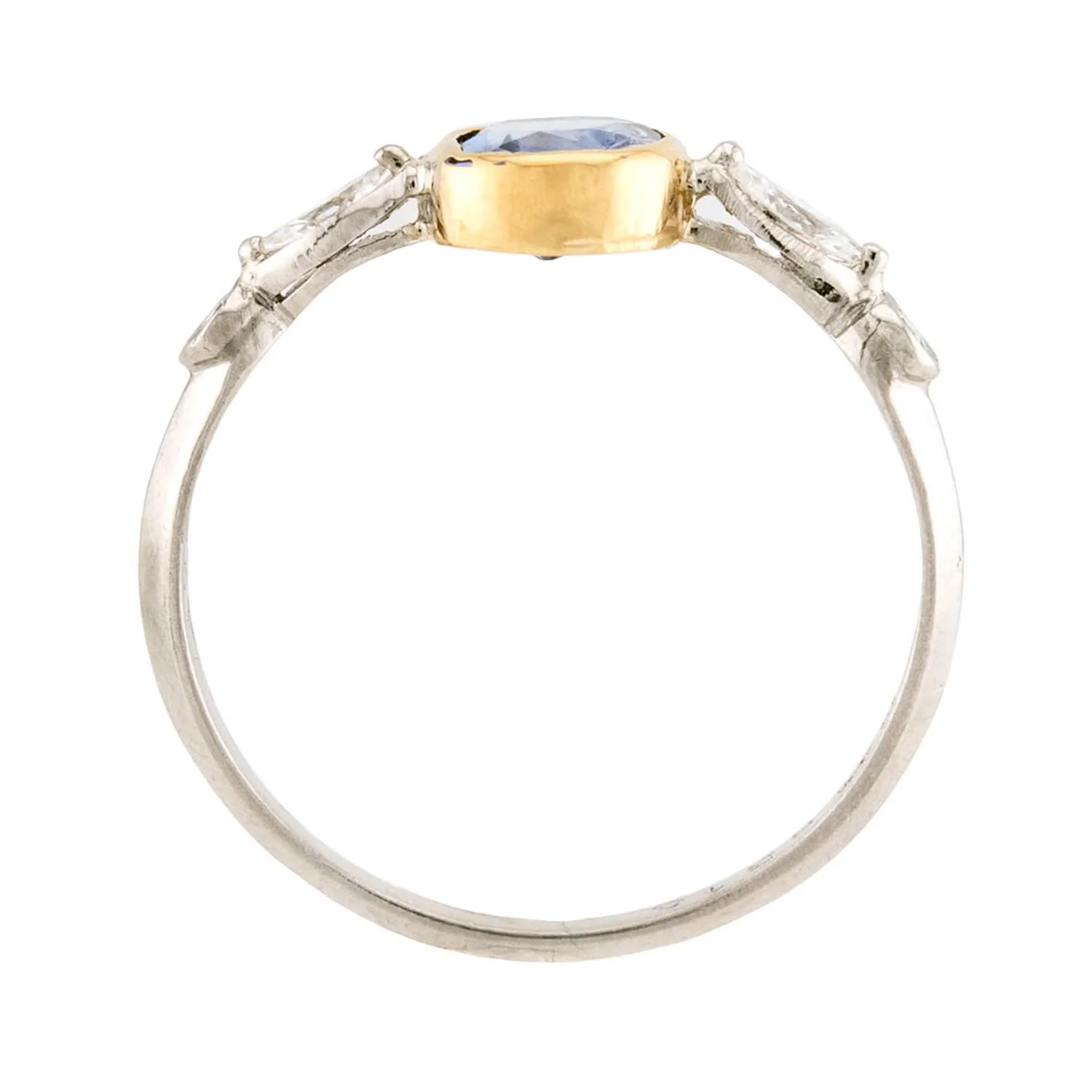 Art Deco 18k/Platinum No Heat Ceylon Sapphire & Diamond Ring - Image 4