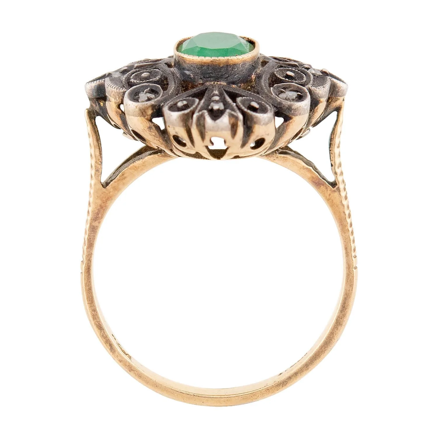 Art Deco 18k/Sterling Silver Emerald Ring - Image 4