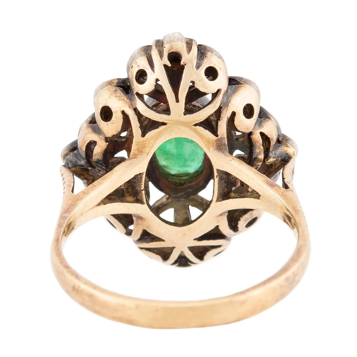 Art Deco 18k/Sterling Silver Emerald Ring - Image 5
