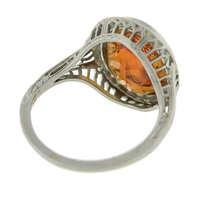 Art Deco 18kt Carved Citrine Cameo Filigree Ring - Image 5