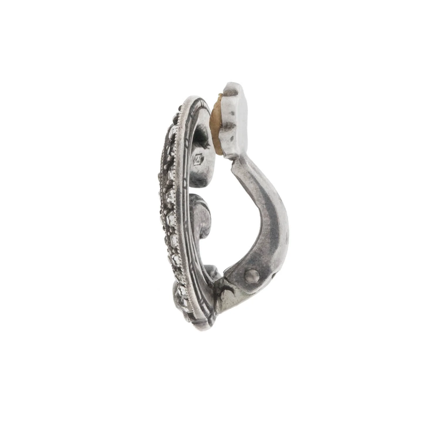 Retro .835 Silver French Paste Left / Right Clip-On Earrings - Image 4