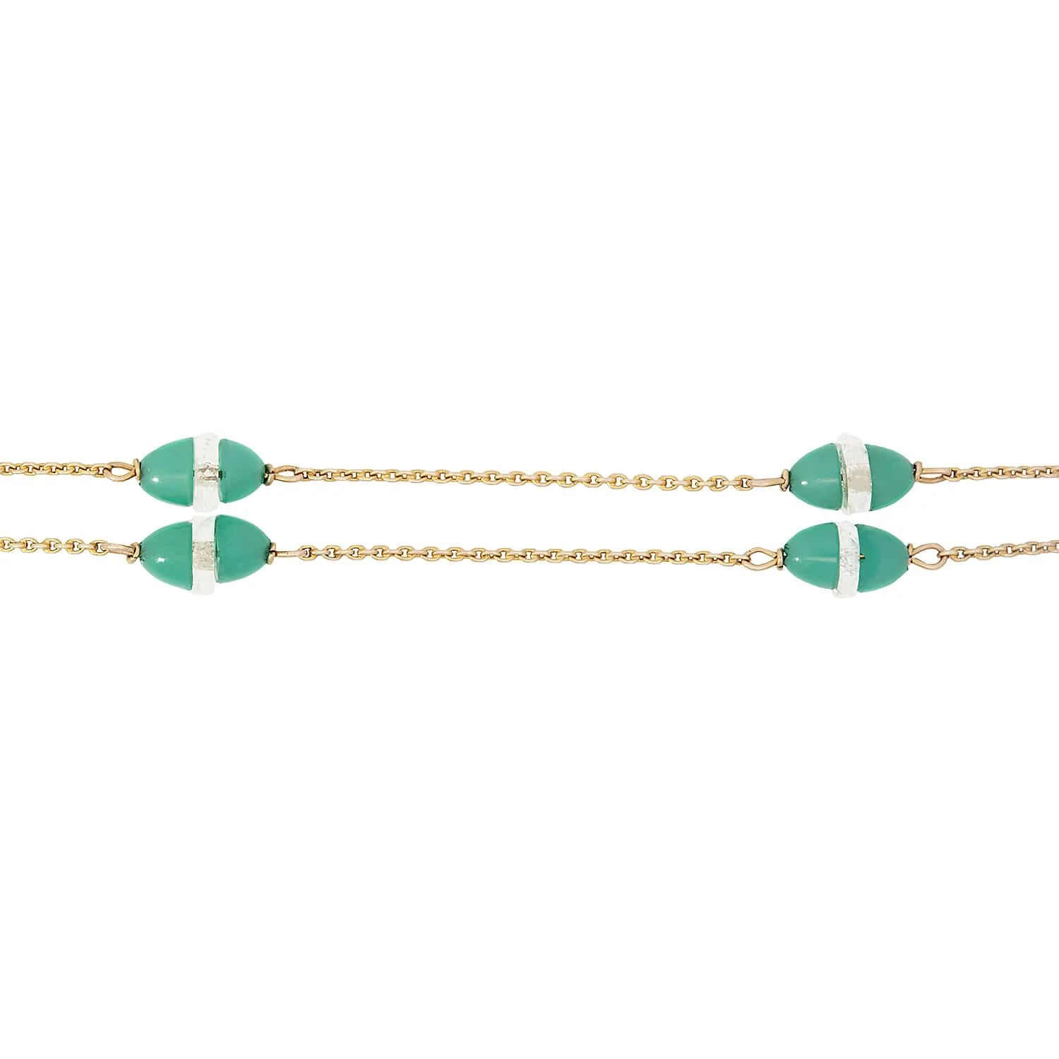Art Deco 9k Chrysoprase and Rock Quartz Crystal Necklace - Image 3