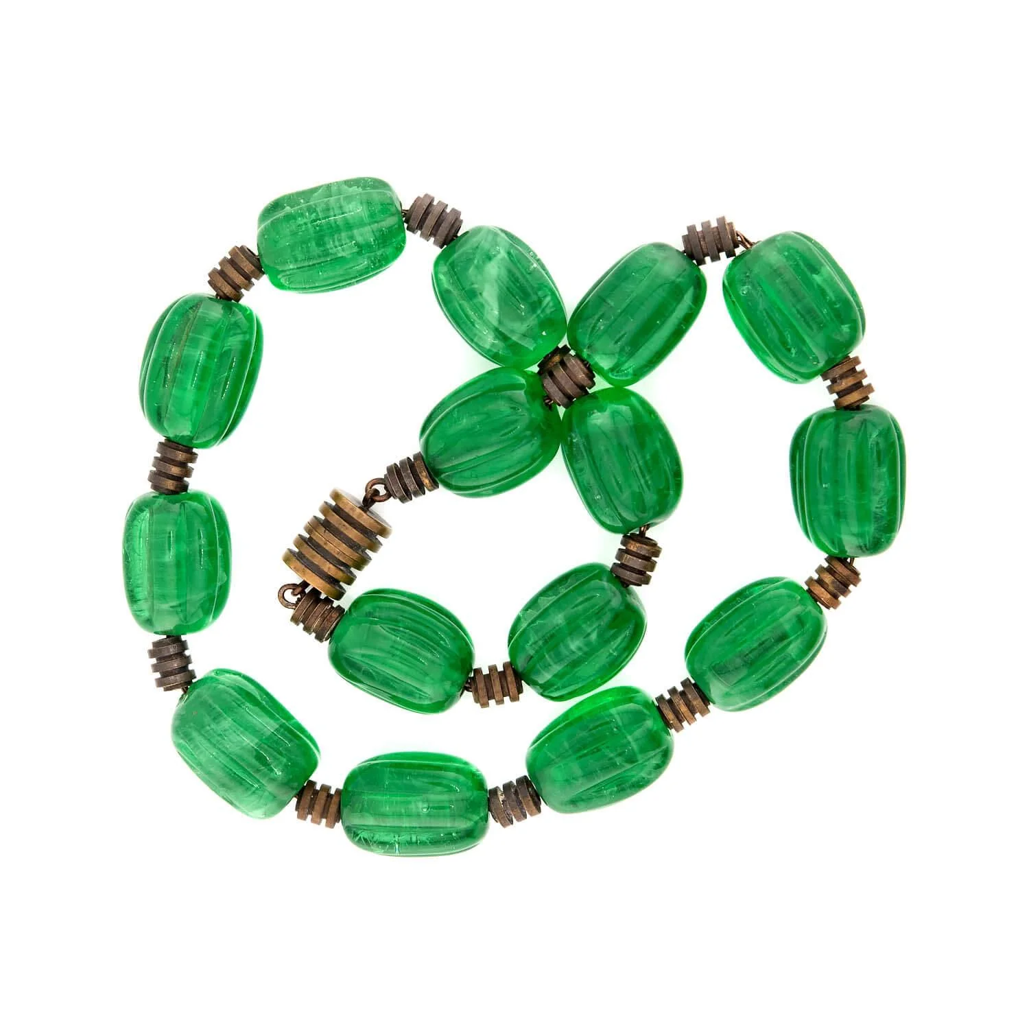 Art Deco Brass and Glass Bead Choker - Image 3