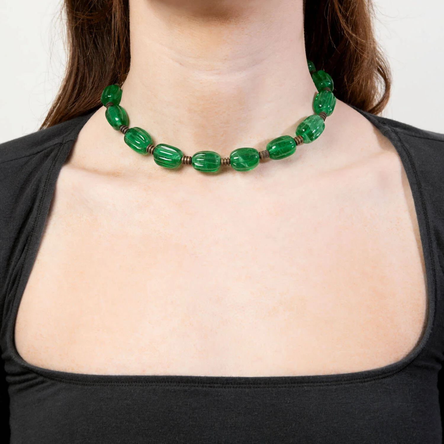 Art Deco Brass and Glass Bead Choker - Image 5