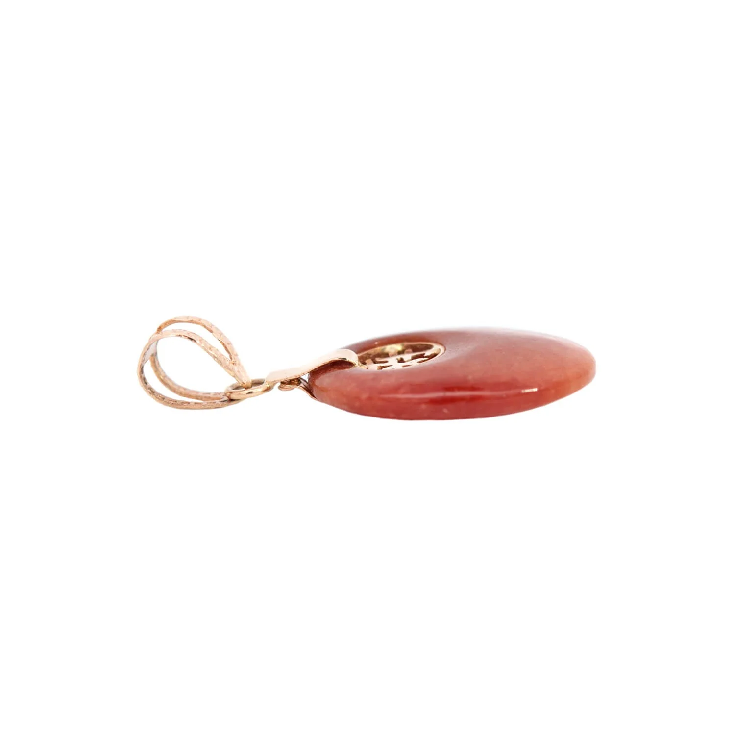 Art Deco Chinese 14k Carnelian Pendant - Image 2