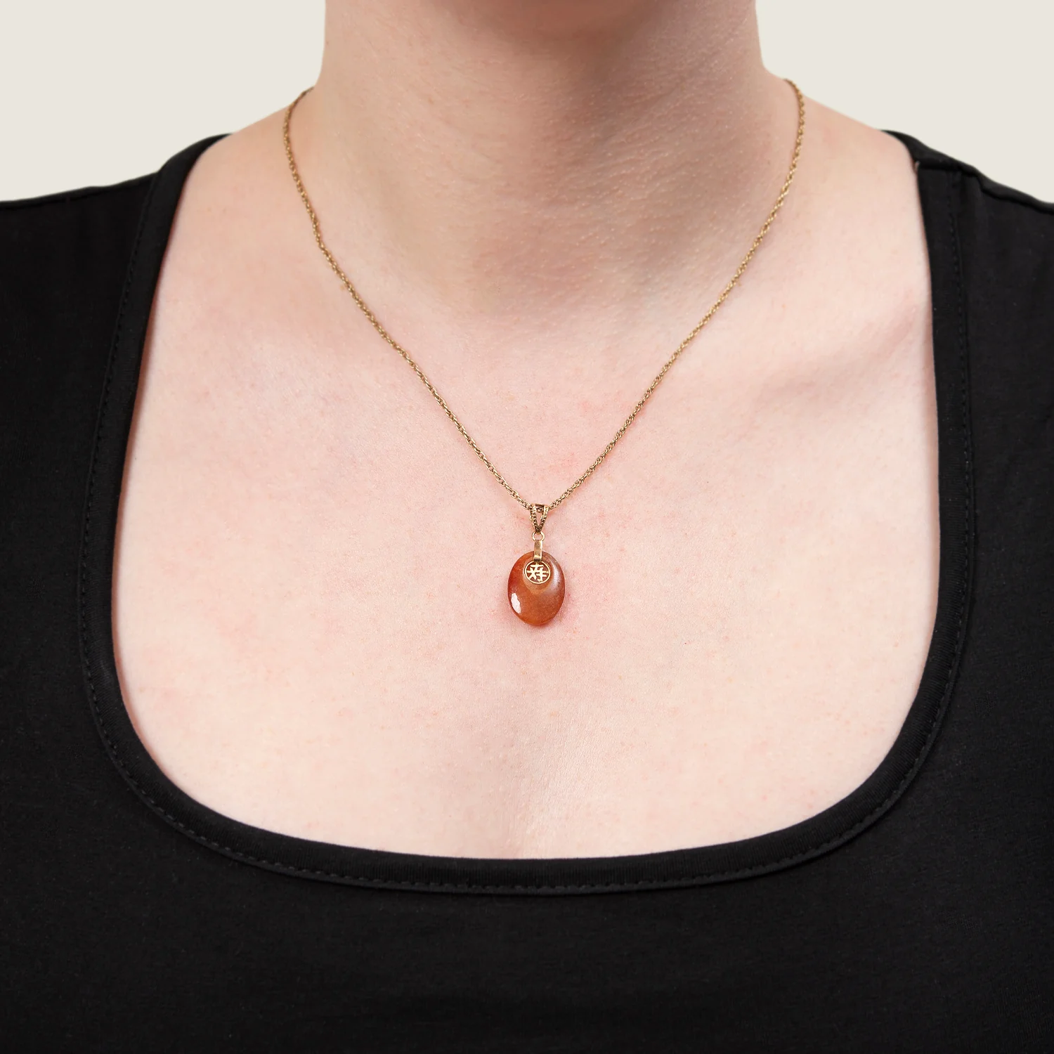 Art Deco Chinese 14k Carnelian Pendant - Image 4