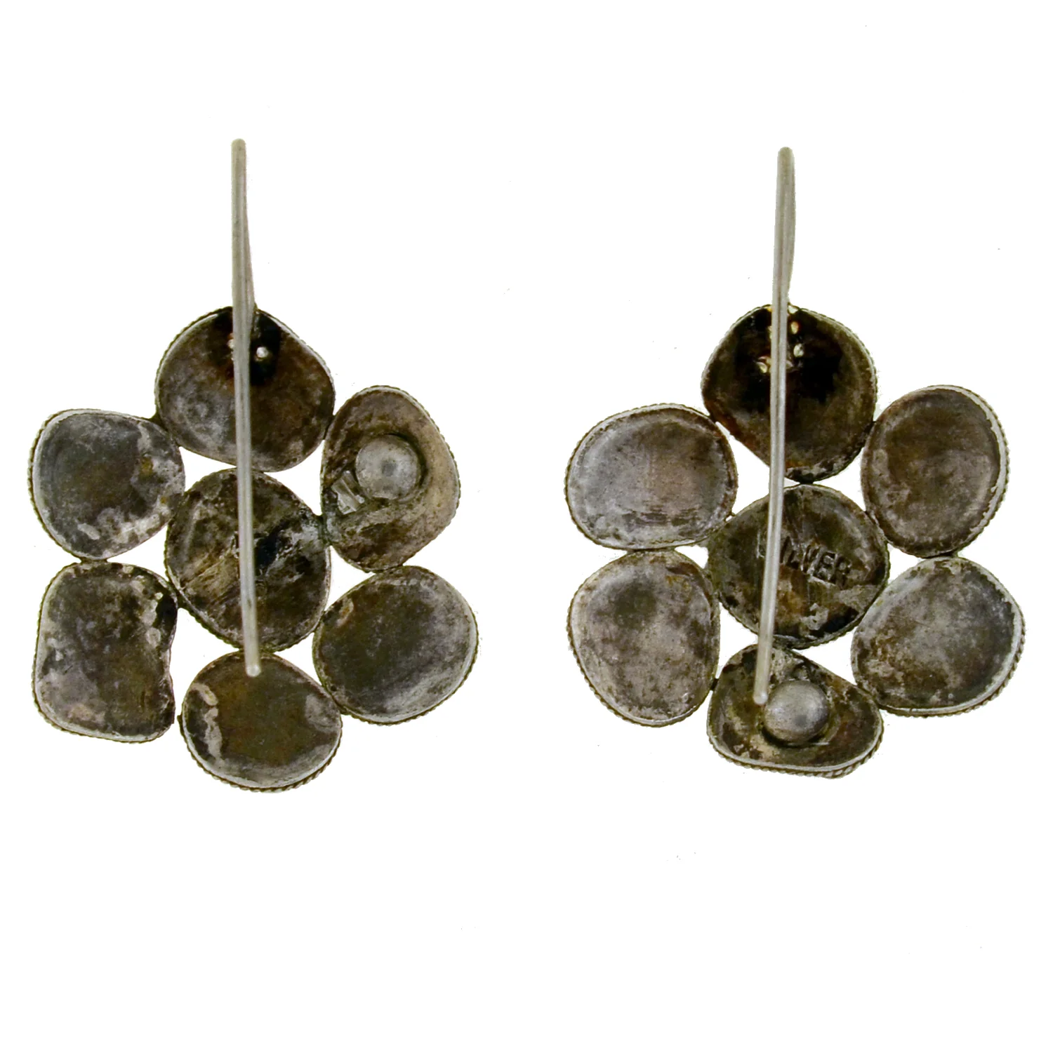 Art Deco Chinese Sterling + Turquoise Cluster Earrings - Image 6